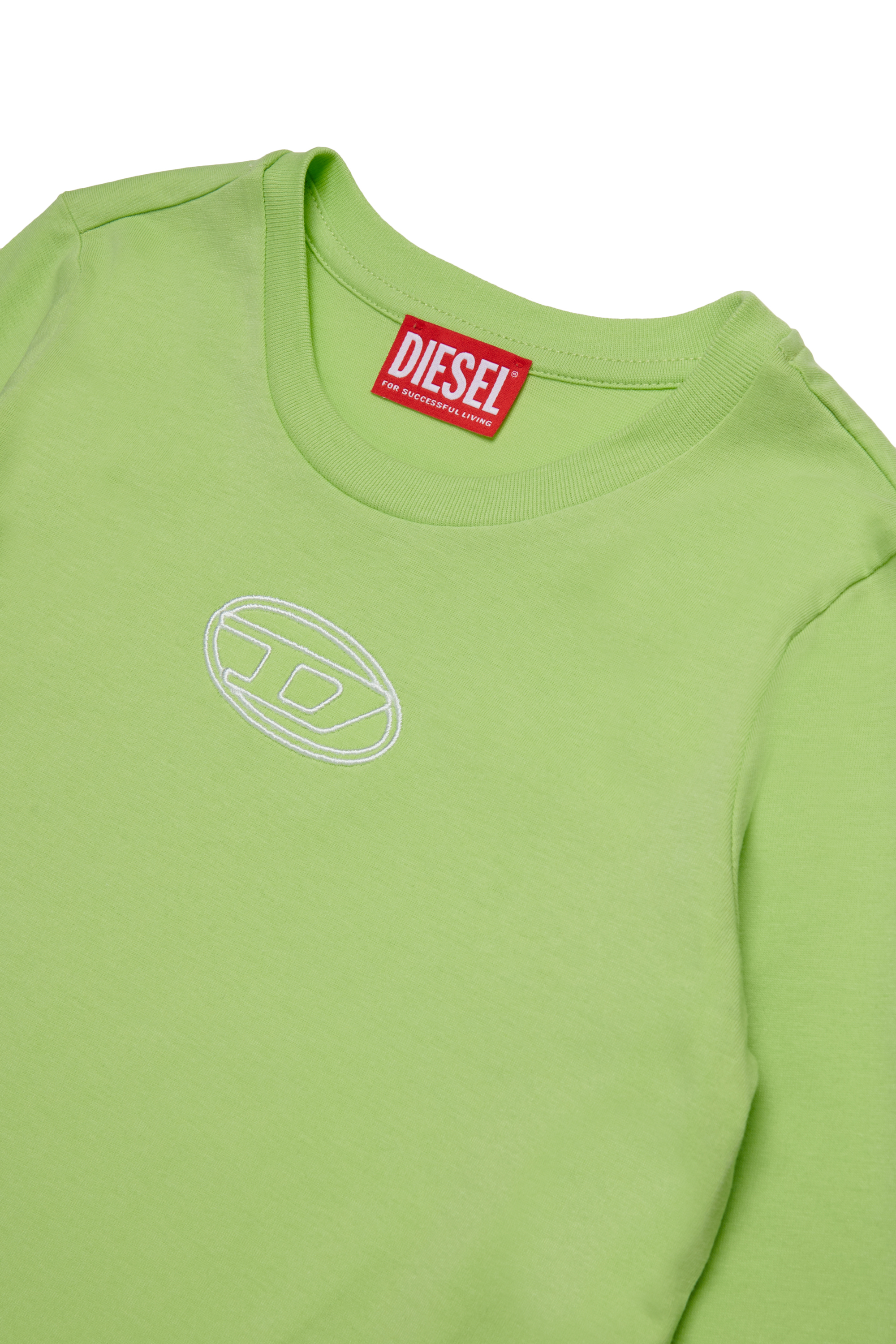 Diesel - TIVALSYLS, Woman's Cotton t-shirt with embroidered logo in Green - 3
