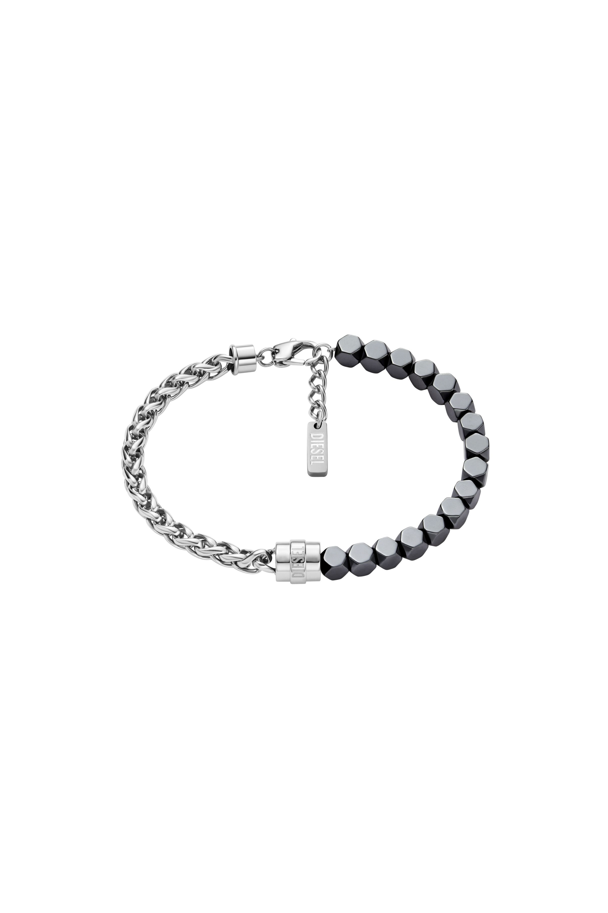 Diesel - DX1647931 JEWELLERY, Unisex's Stainless steel and hematite beaded bracelet in Silver/Black - 1