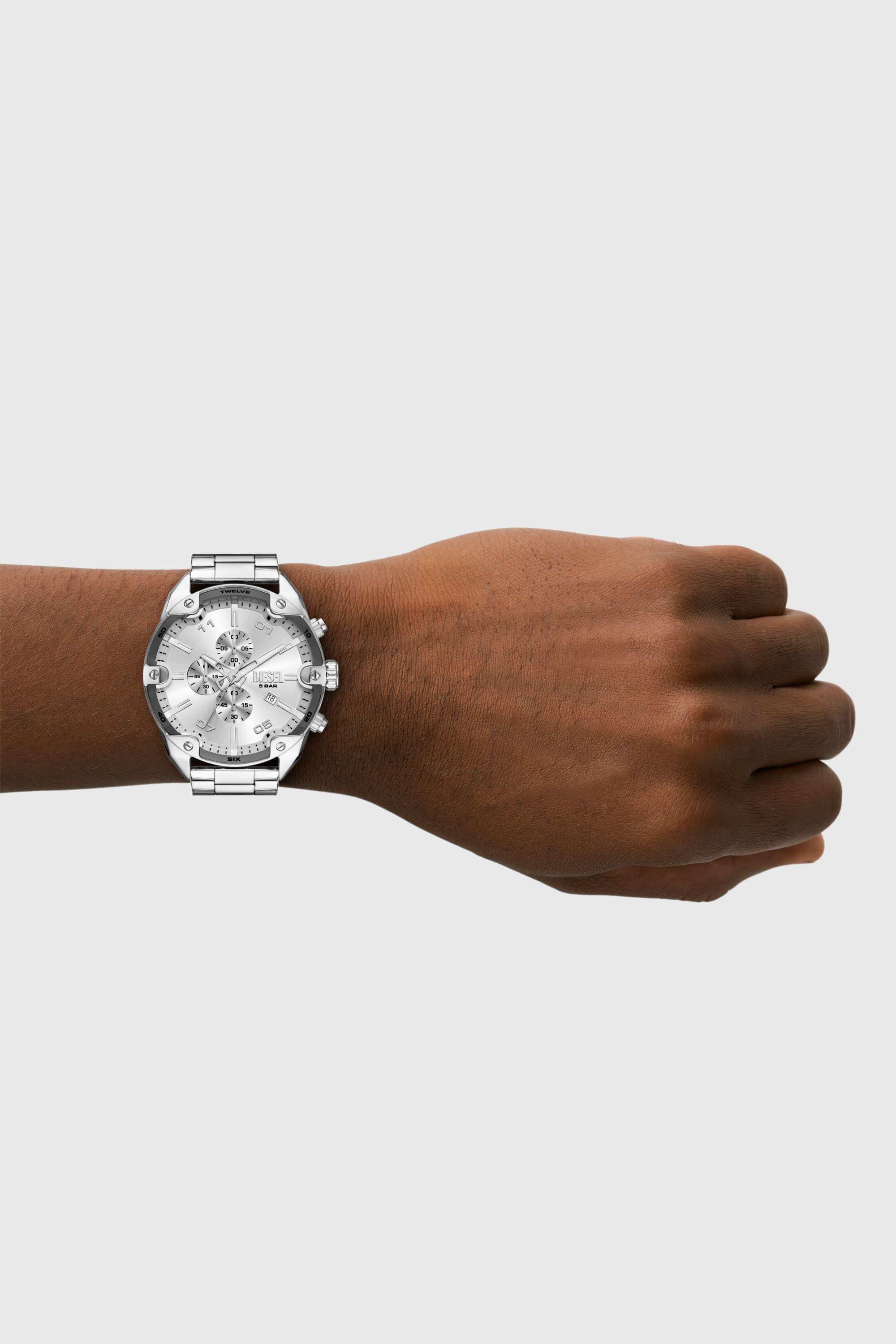 Diesel - DZ4677, Man's Diesel Spiked Chronograph Stainless Steel Watch in Silver - 4