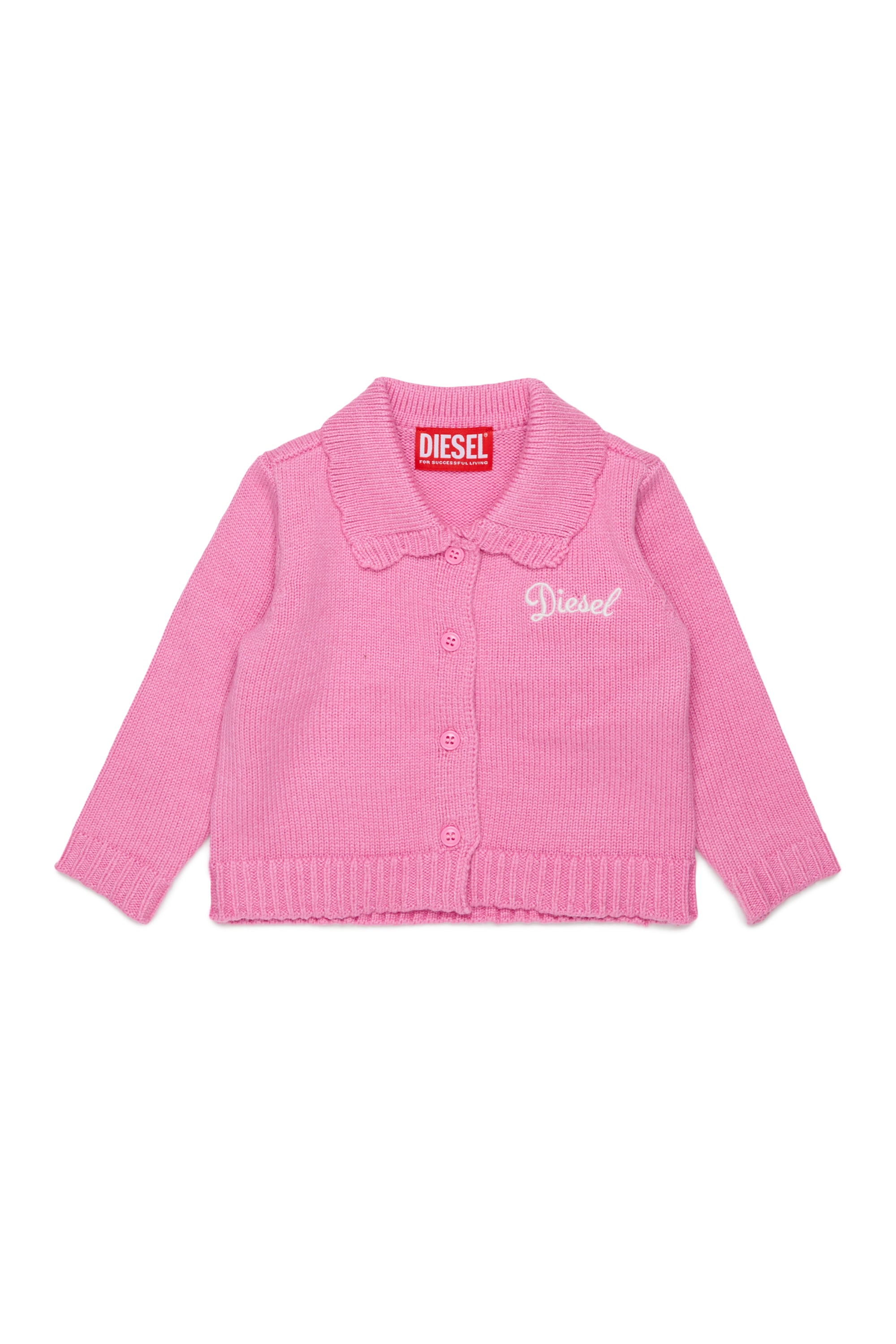 Diesel - KSCALOB, Woman's Cashmere-enriched cardigan with scalloped collar in Pink - 1