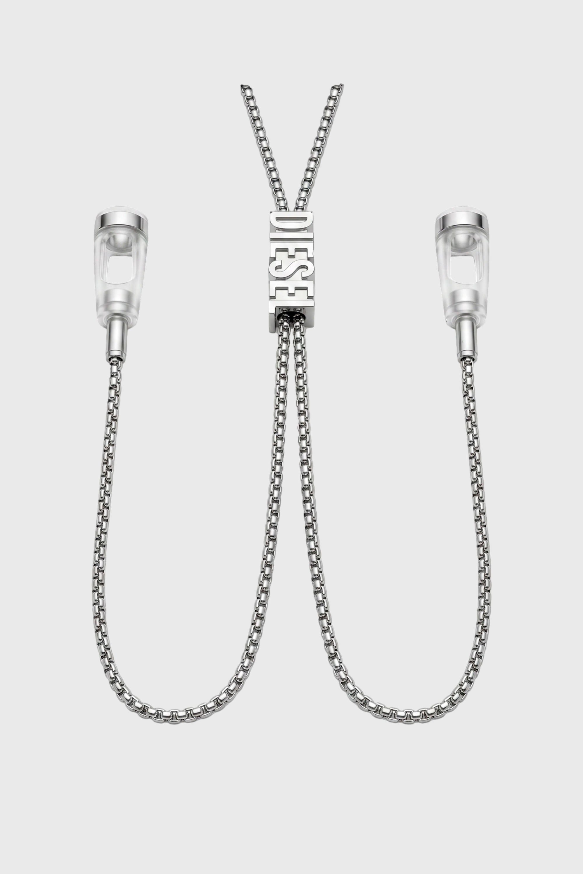 Diesel - 60669 EARBUDS CHAIN EARBUNDS CHAIN, Unisex's D chain earbuds necklace in Silver - 1