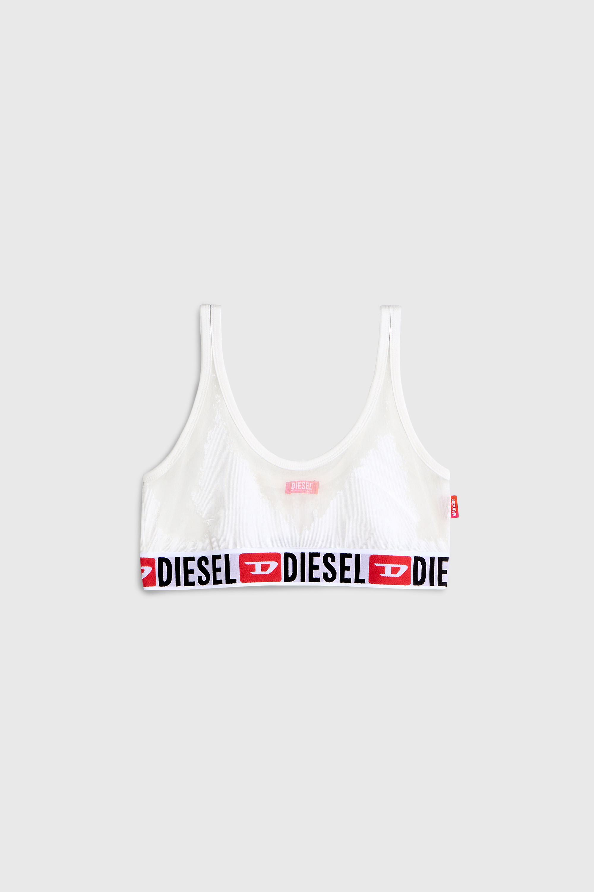 Diesel - PR-ORIBA-D-CORE, Woman's Bralette with sheer devor&eacute; effect in White - 1