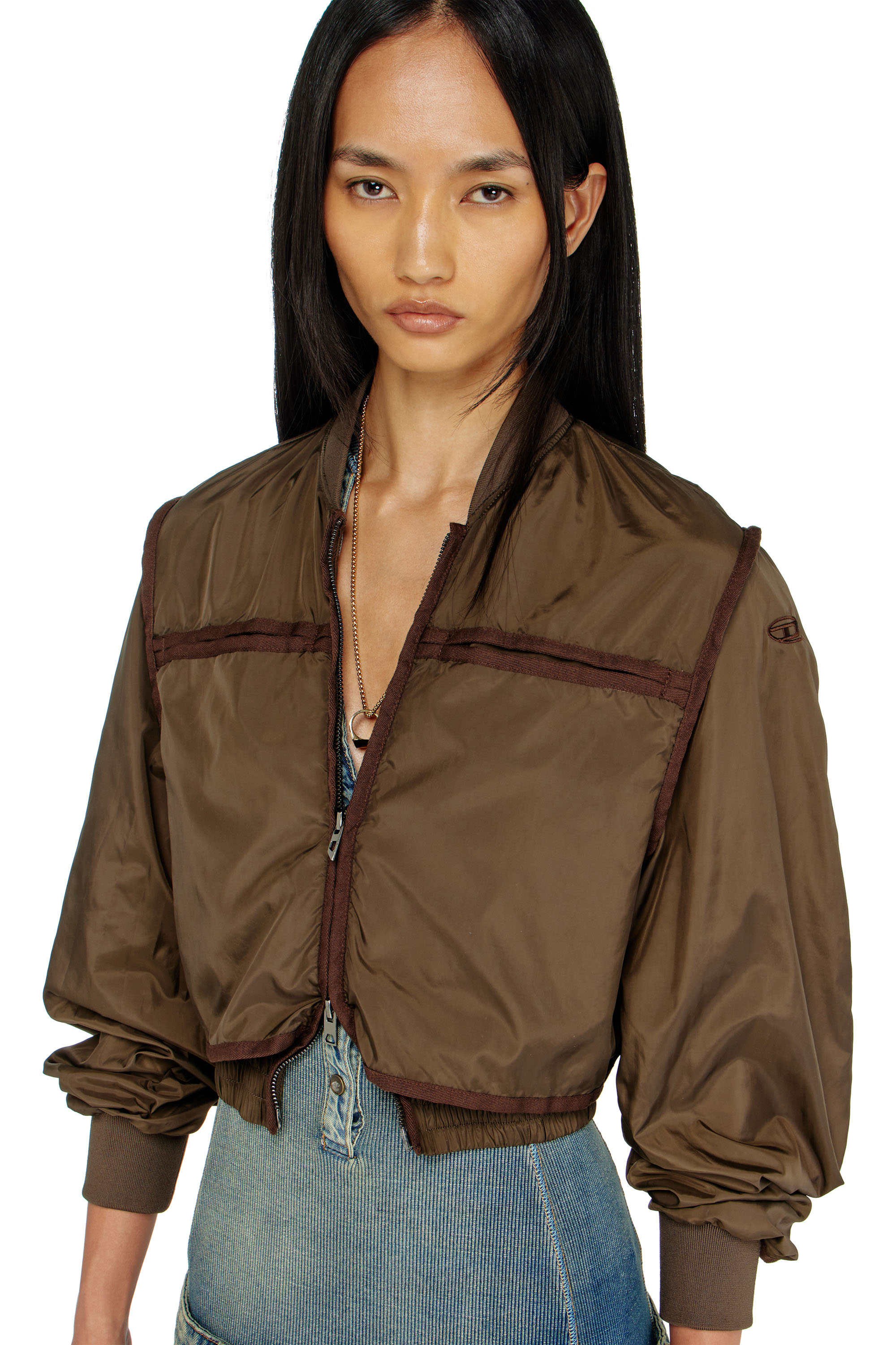 Diesel - G-OTHAM, Woman's Nylon jacket with tonal taping in Brown - 6
