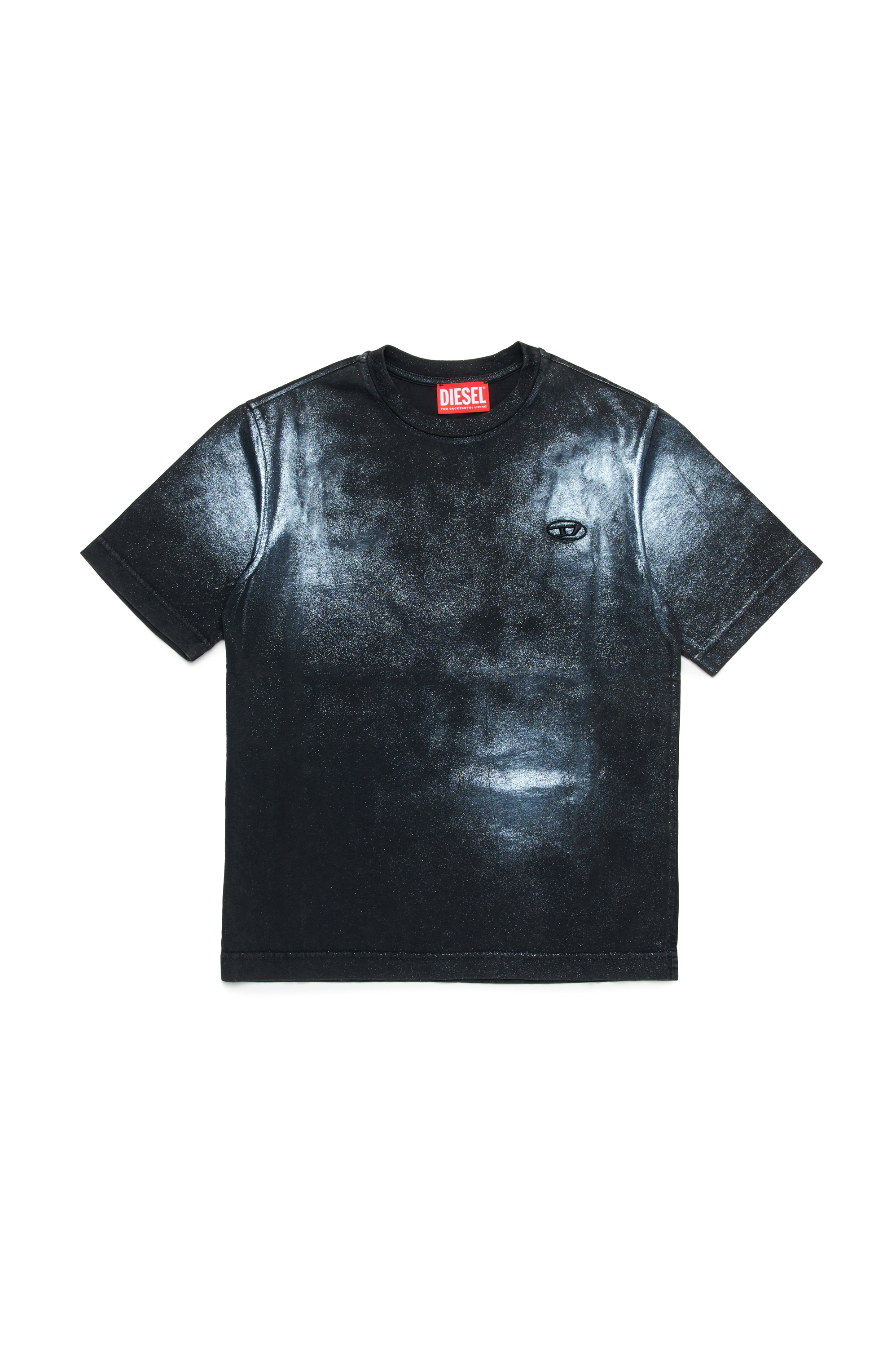 Diesel - TBUXT OVER, Unisex's Faded T-shirt with metallic effects in Black - 1