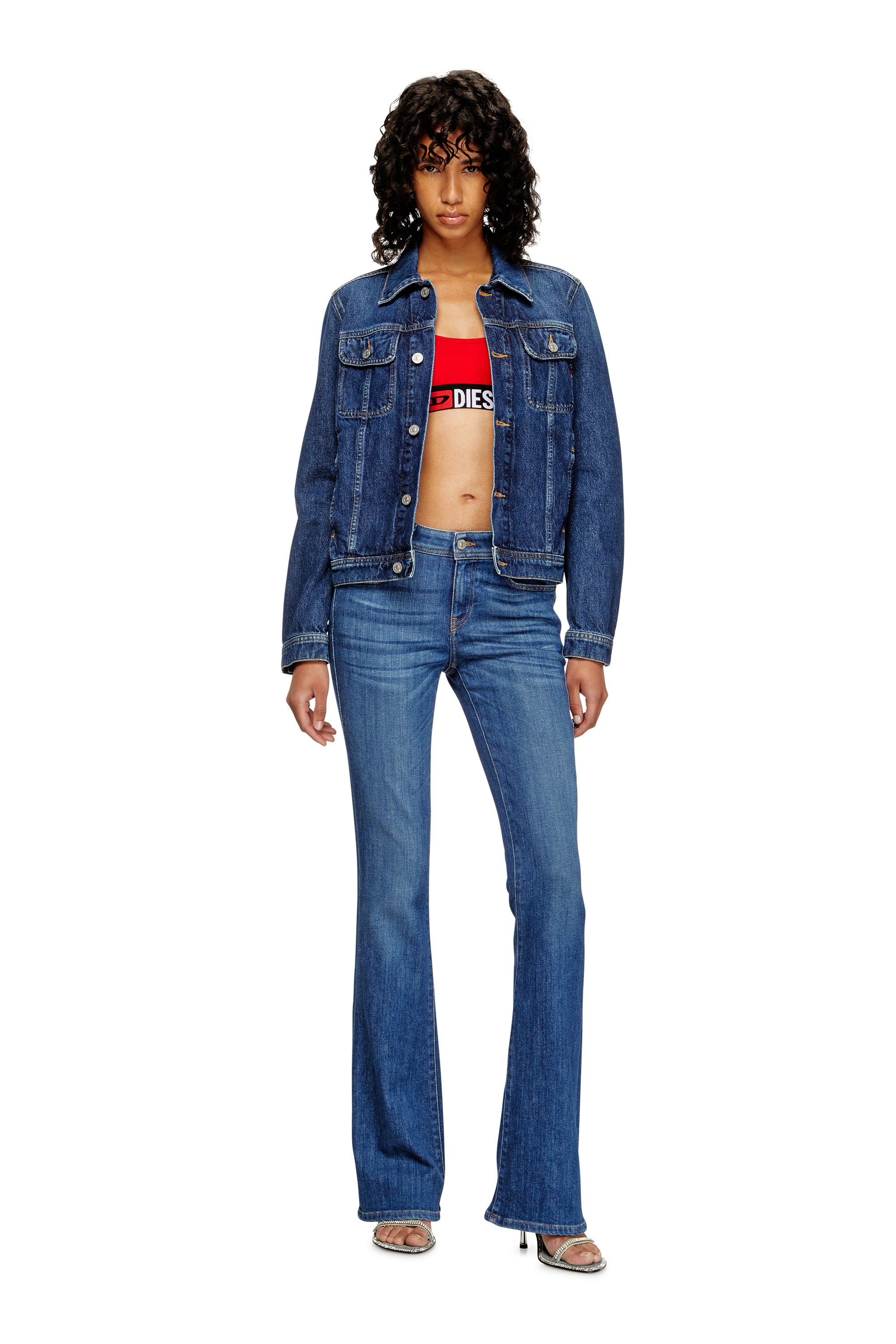 Diesel - UFSB-ORIBA, Woman's Bralette with logo band in Red - 4