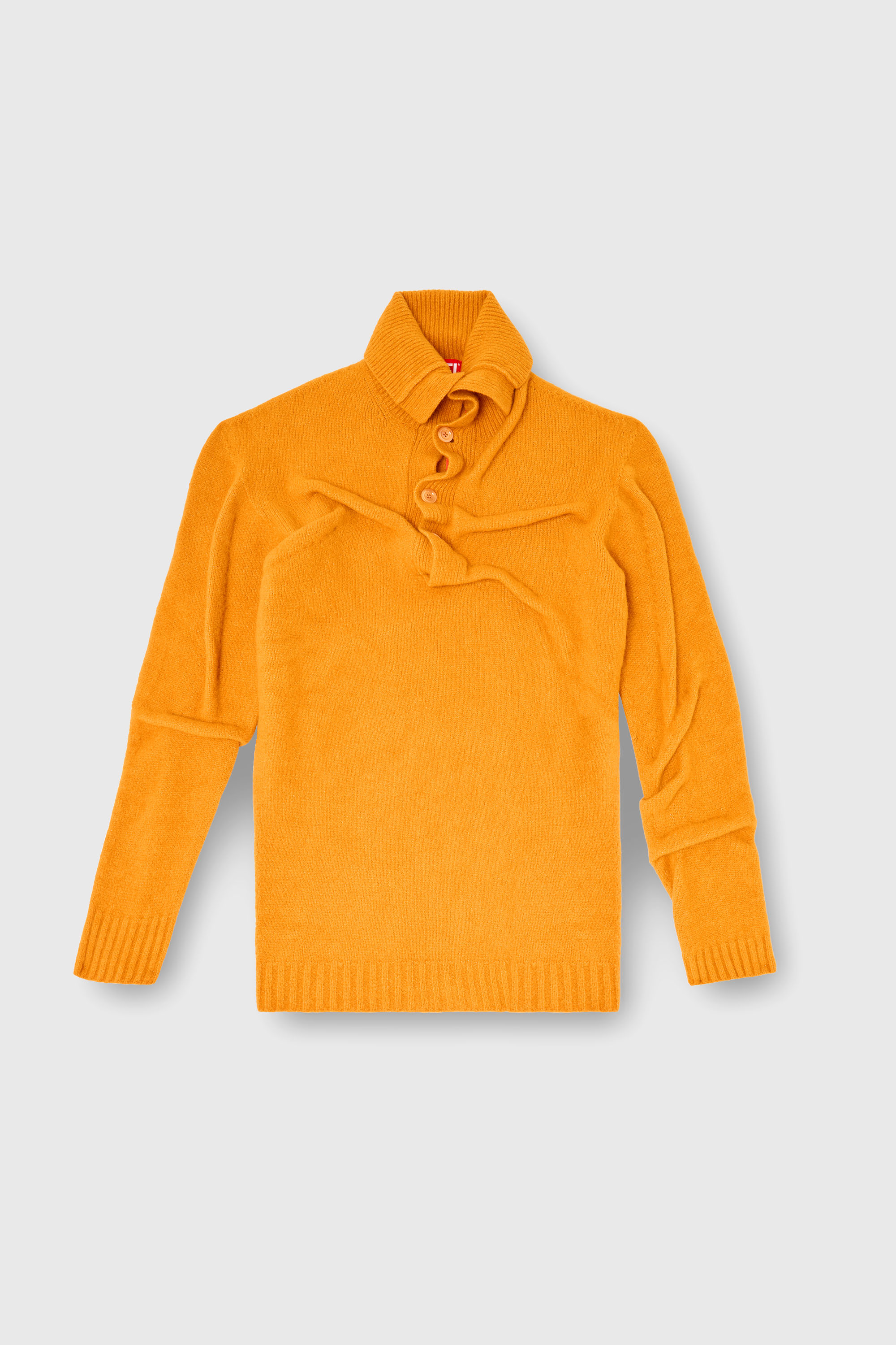 Diesel - K-ANDREW, Man's Button-neck jumper in wrinkled boiled knit in Orange - 2
