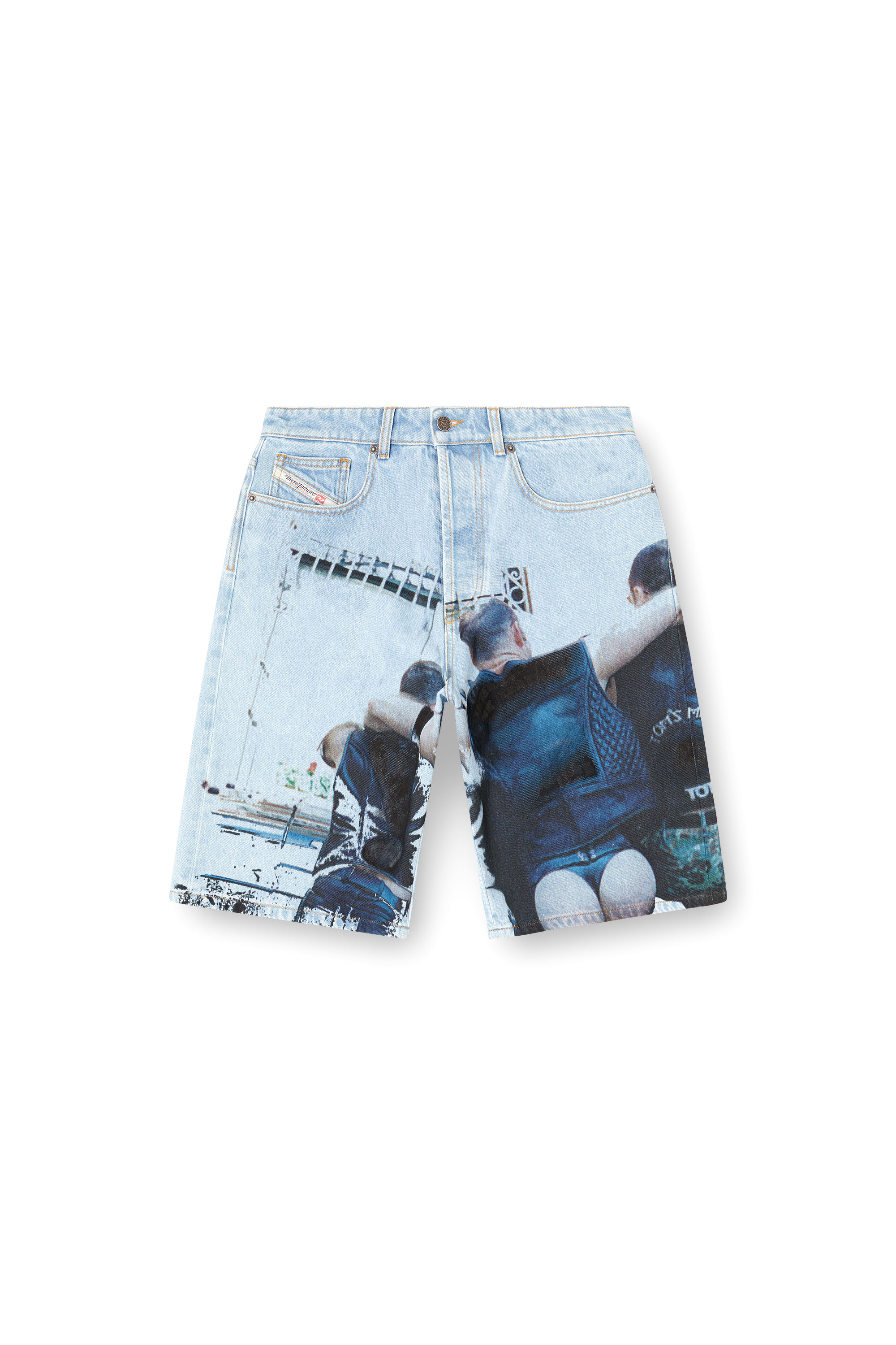 Diesel - PR-D-RIXFORD-S, Unisex's Denim shorts with faded print in Light Blue - 3