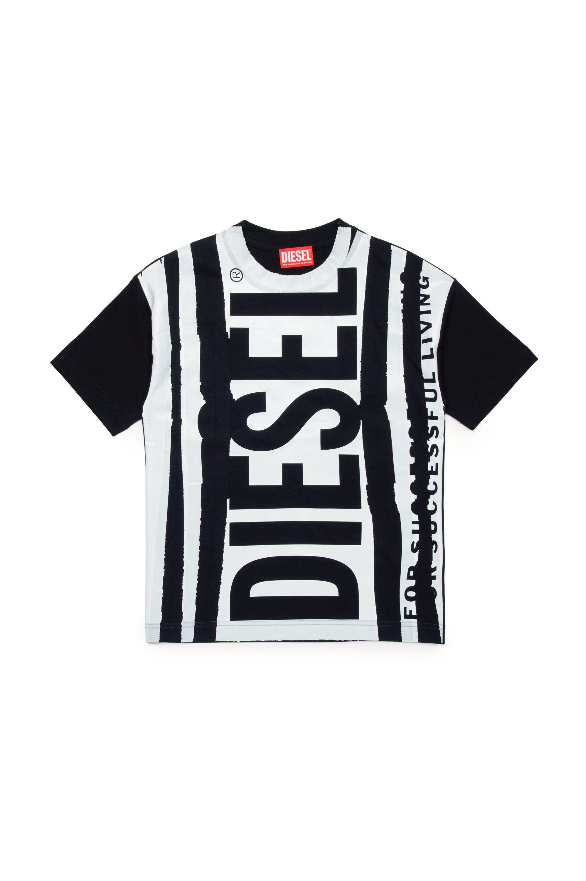 Diesel - TNABELM5 OVER, Unisex's T-shirt with folded-effect logo print in White/Black - 1