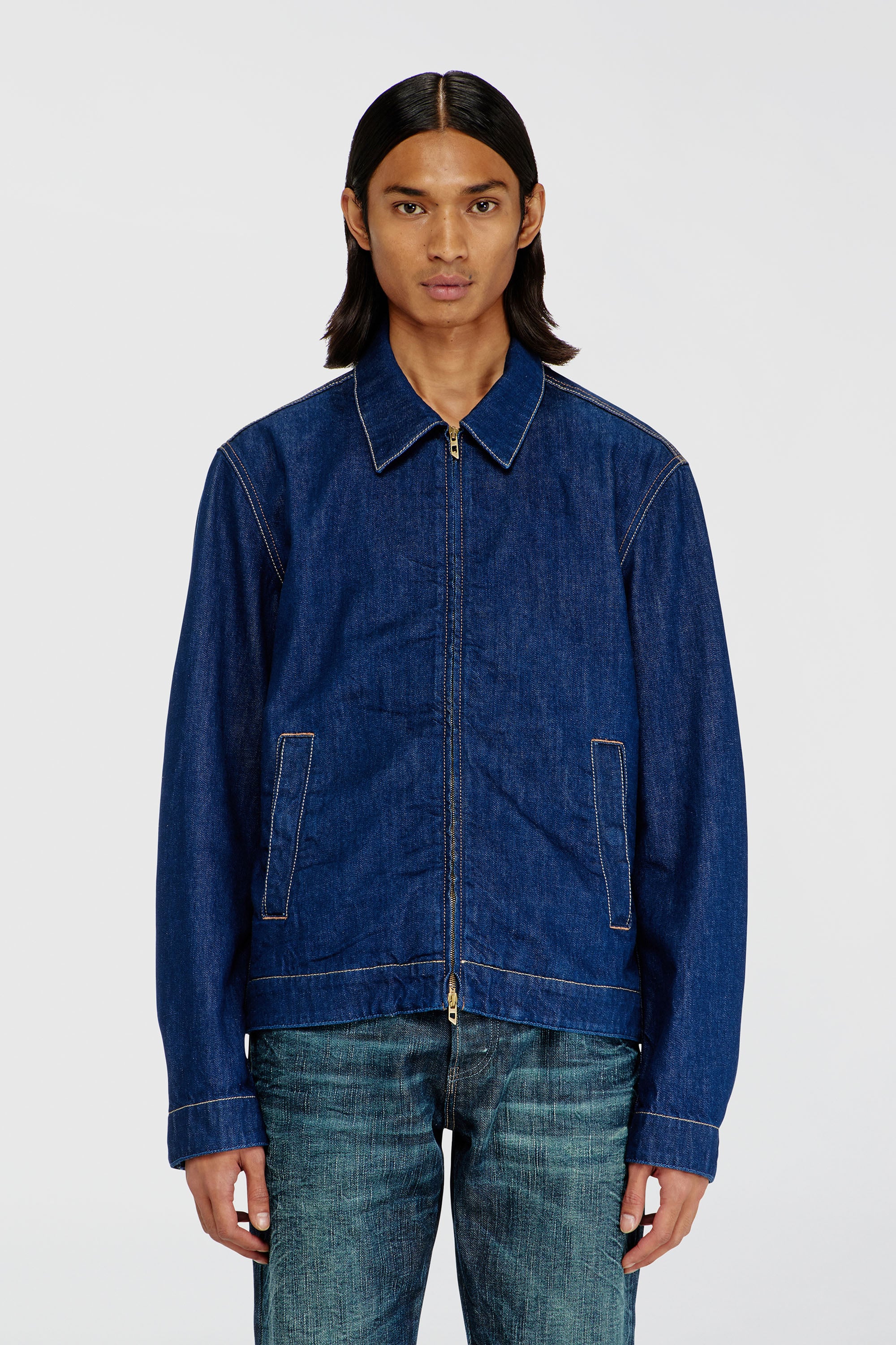 Diesel - D-ROHE, Man's Coach jacket in rinse denim in Medium blue - 2