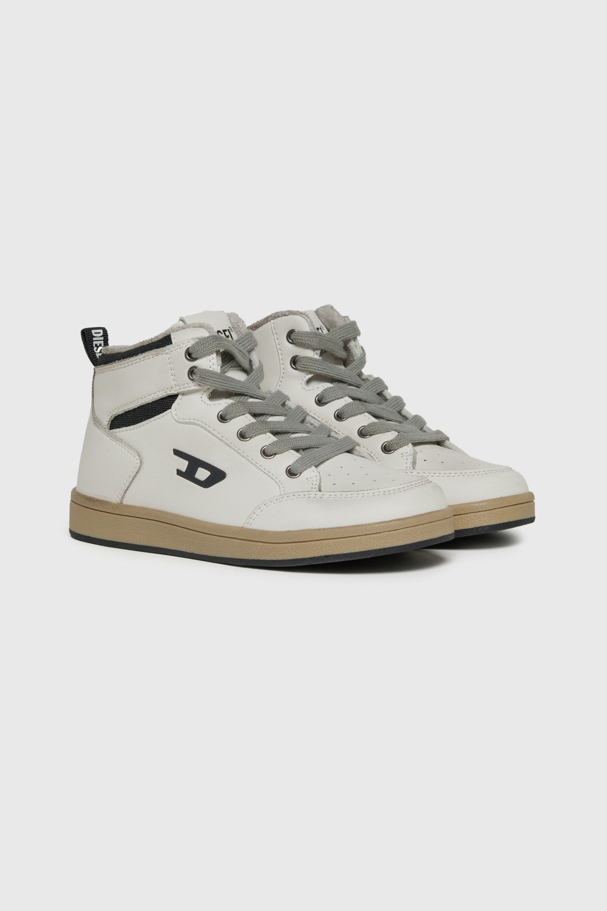Diesel - S-KIRJY-MID, Unisex's S-Kirjy - Perforated high-top sneakers with D logo in White - 2
