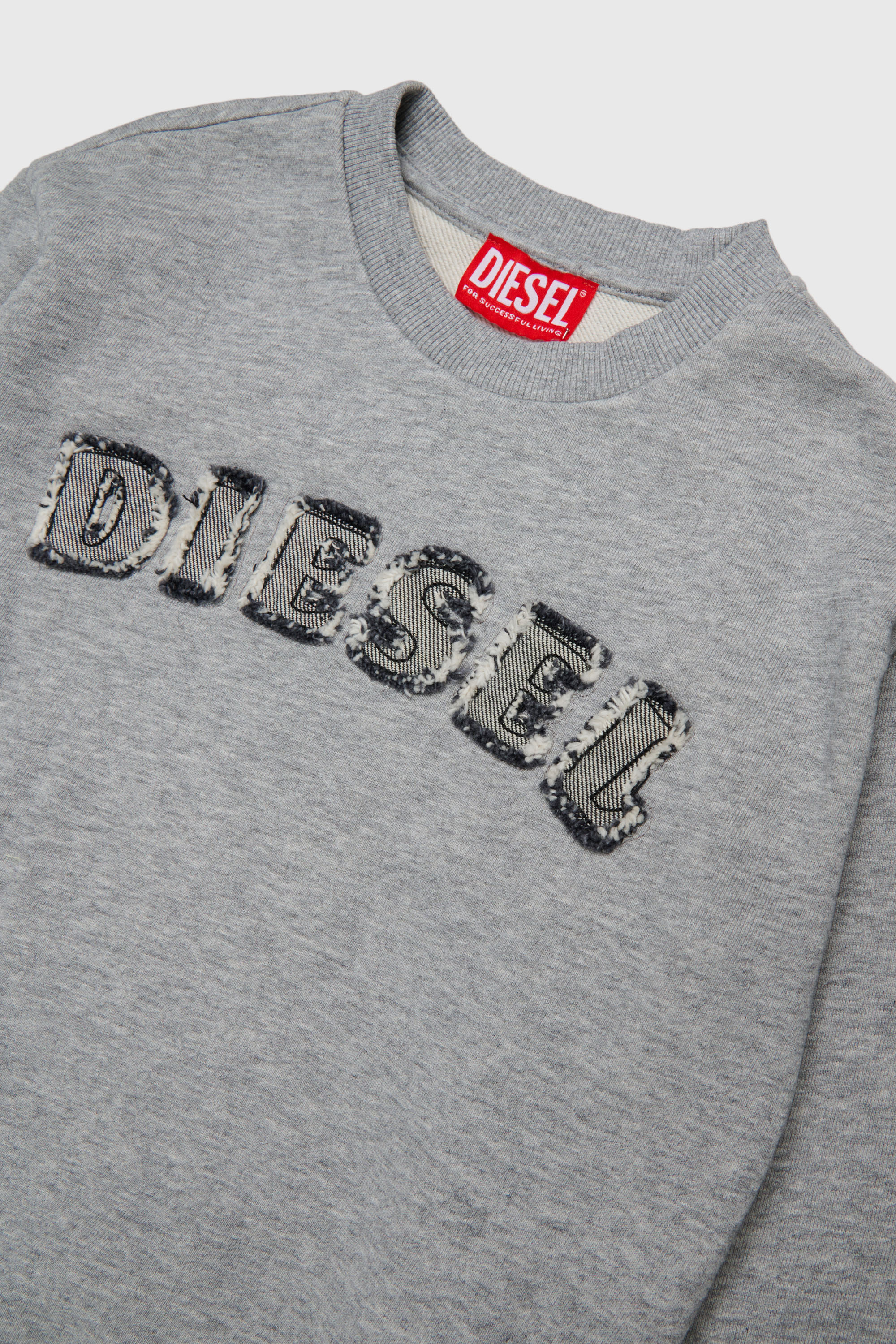 Diesel - SJEANS OVER, Man's Sweatshirt with frayed logo letters in Grey - 3