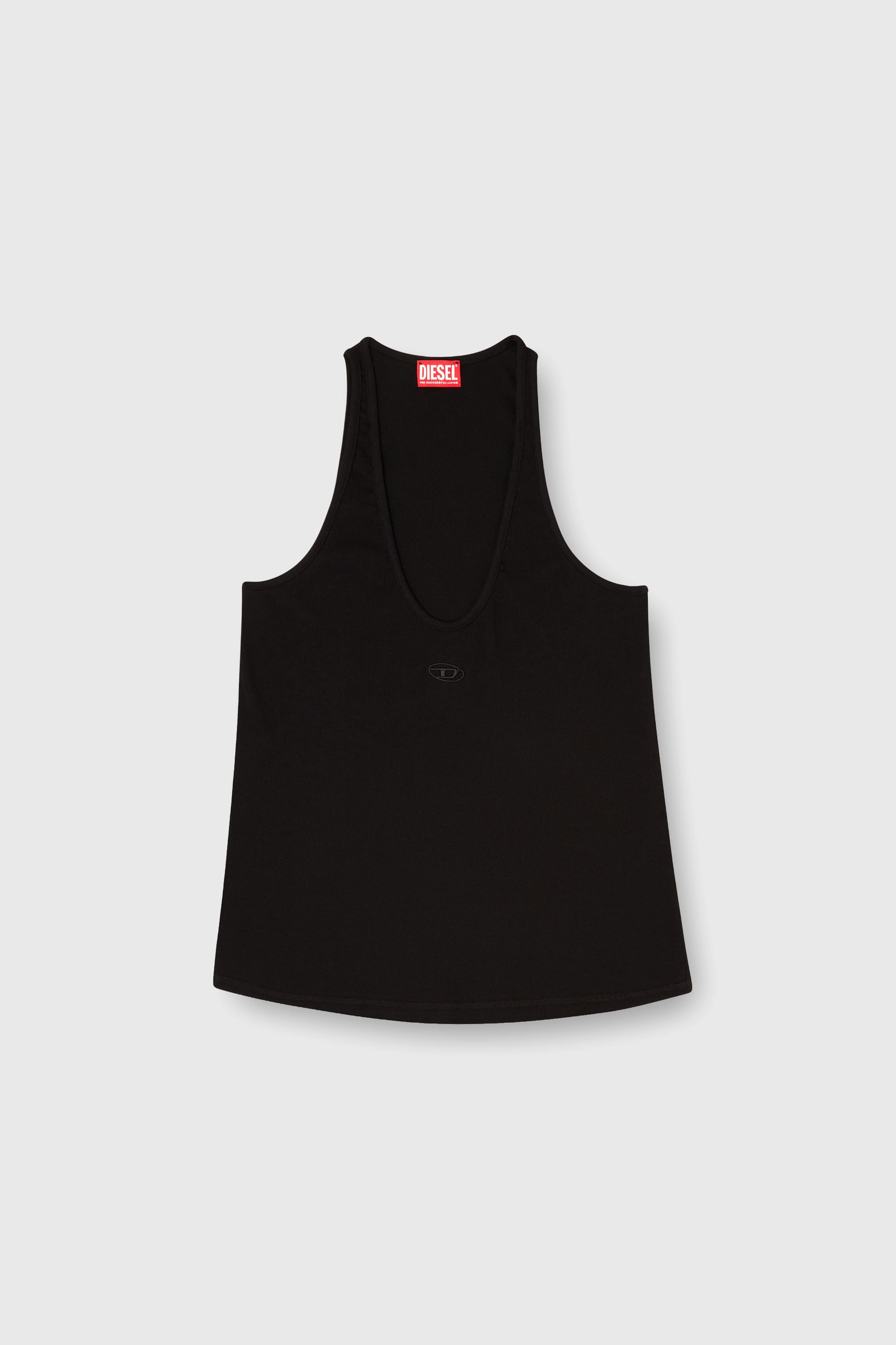Diesel - T-IPSYA-LKDS, Woman's Ribbed tank top with Oval D in Black - 2
