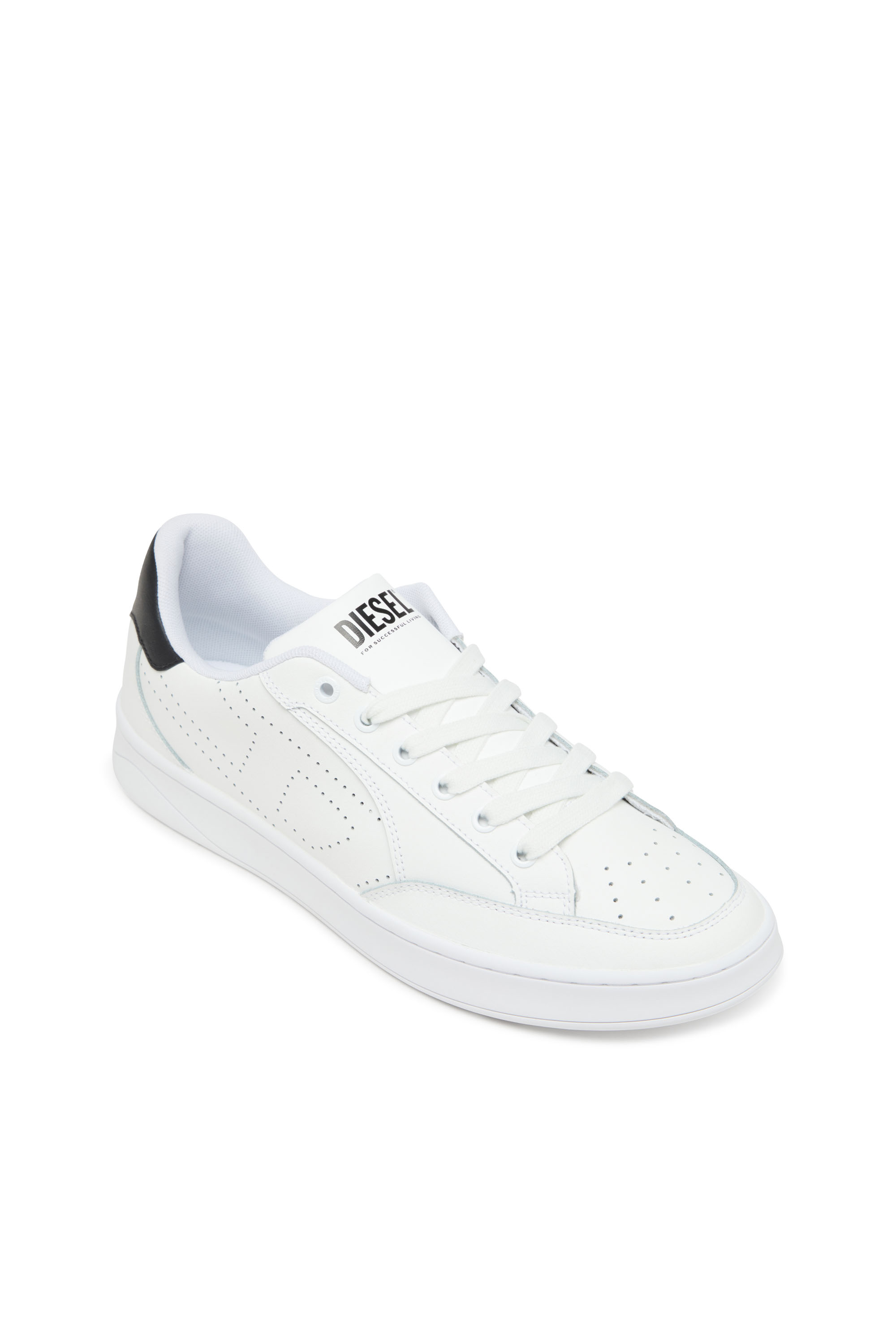 Diesel - S-DAKOTA LOW, Man's S-Dakota-Leather sneakers with perforated logo in White/Black - 6