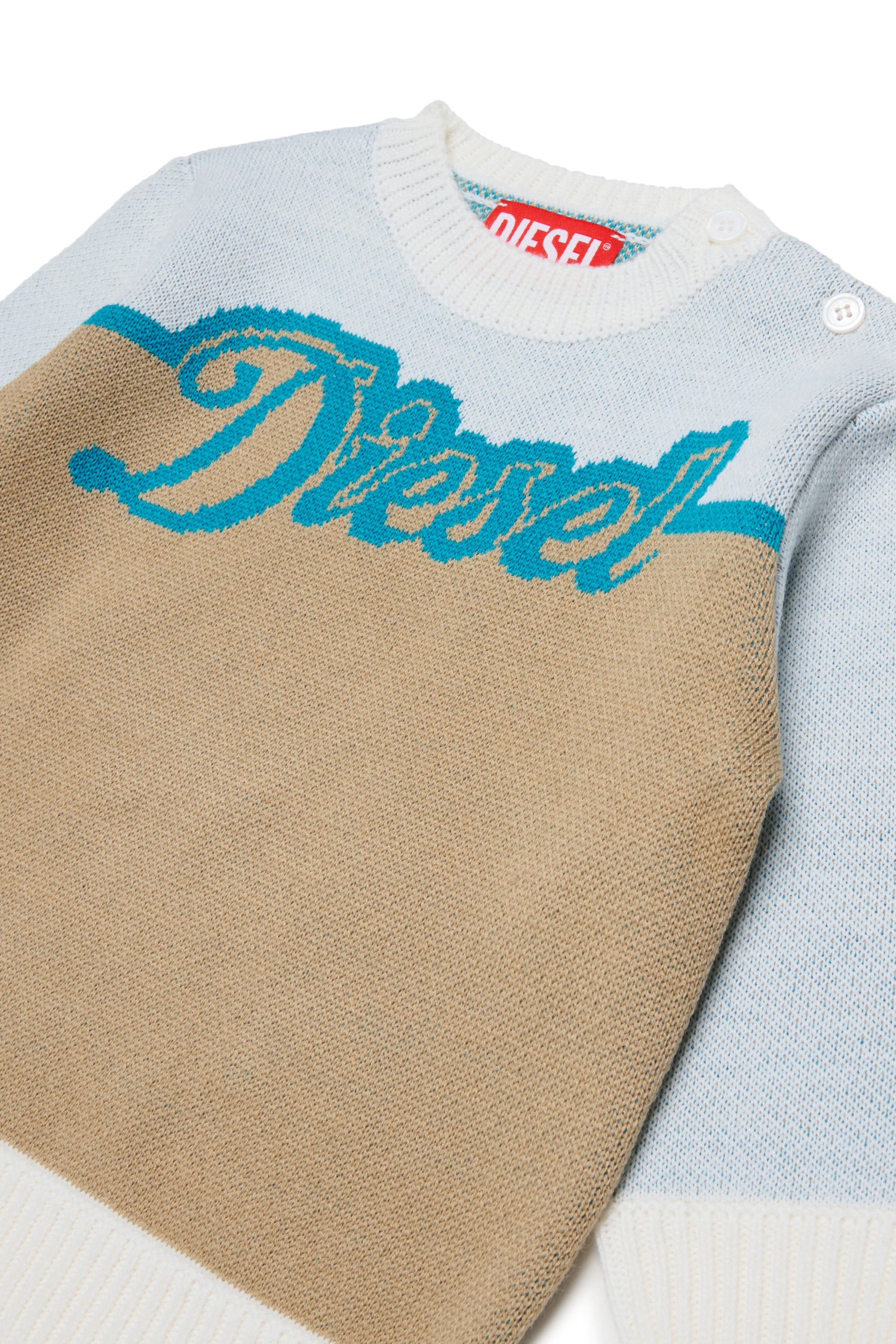 Diesel - KBLOB, Unisex's Wool-blend jumper with Diesel logo in White - 3