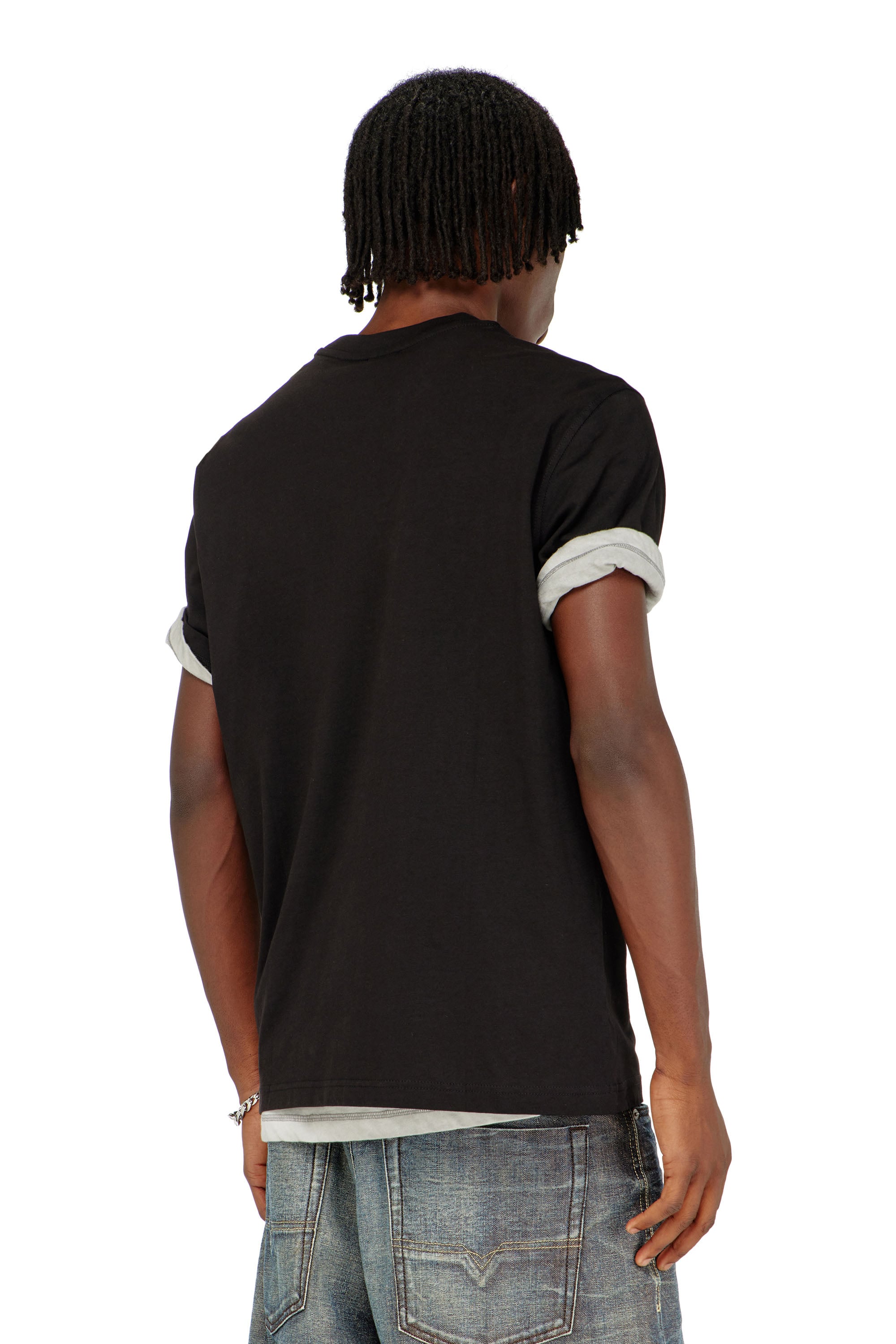 Diesel - T-ADJUST-AA12, Man's Cotton T-shirt with logo patch in Black - 4
