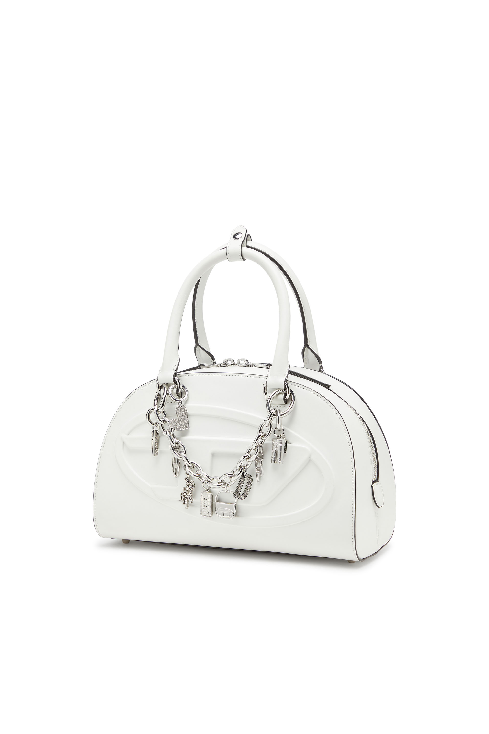 Diesel - CHARM-HEART, Woman's Metal heart charm with rhinestones in Silver - 2