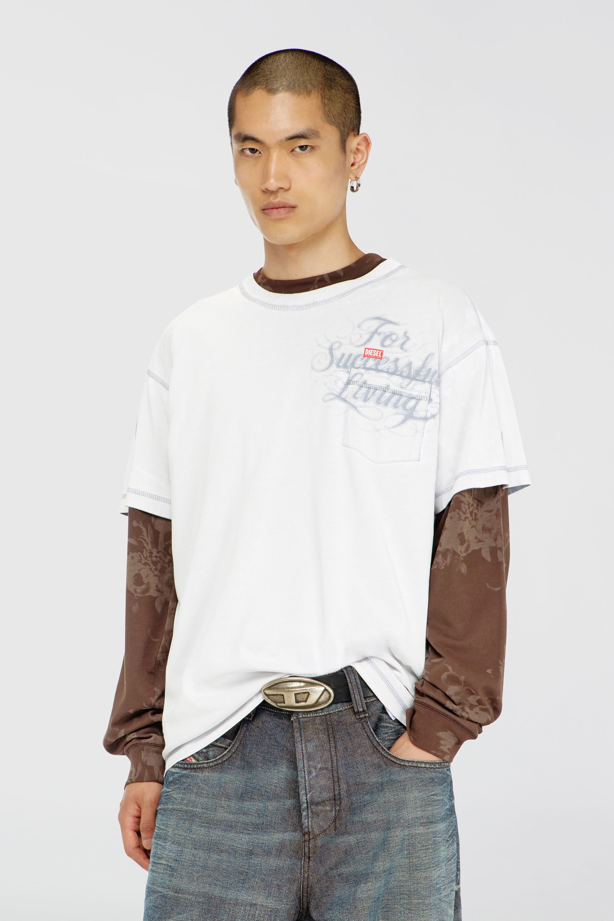 Diesel - T-NORM-POCKET-AA1, Man's T-shirt with chest pocket and graphic print in White - 3