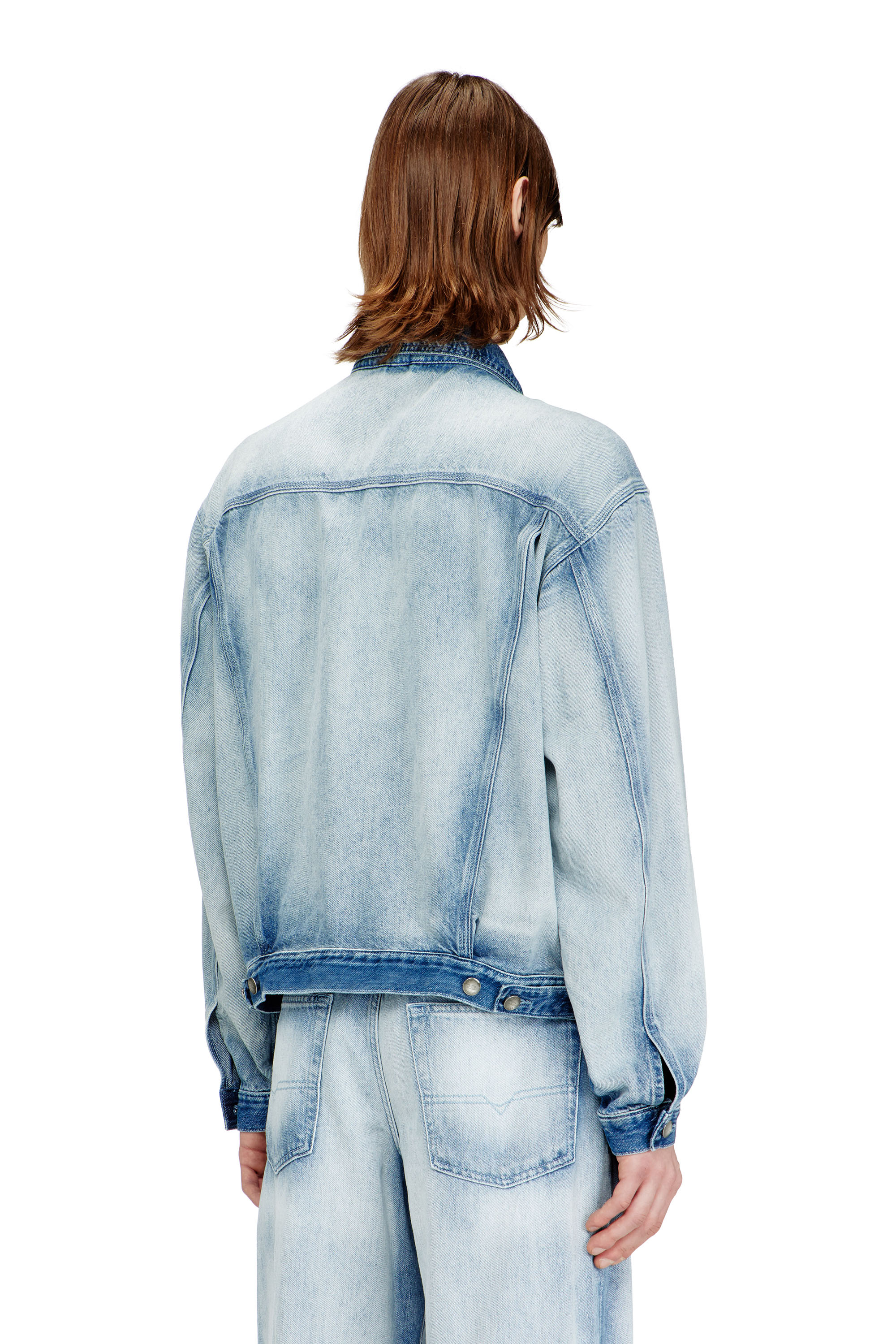 Diesel - D-DENVER-FSI1, Unisex's Trucker jacket in medium-light skeleton denim in Light Blue - 4