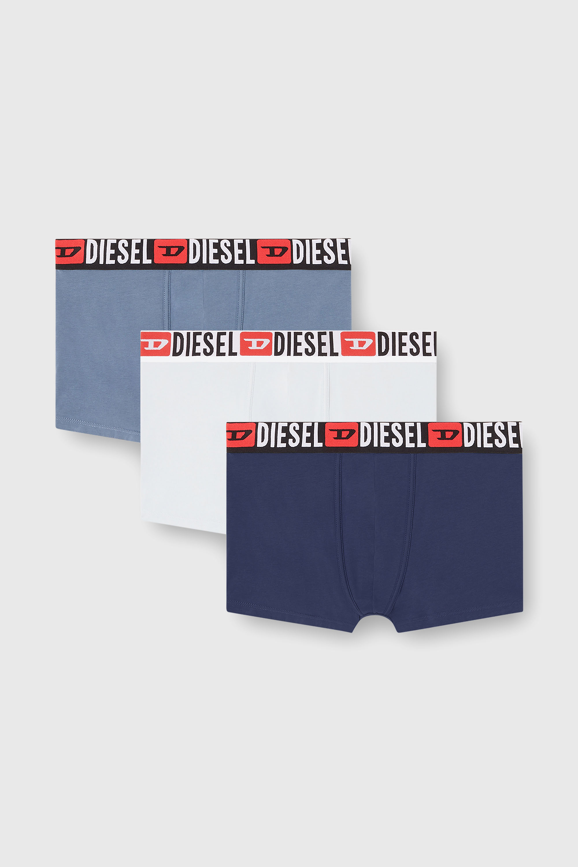 Diesel - UMBX-DAMIENTHREEPACK, Man's Three-pack of all-over logo waist boxers in Light Blue - 1
