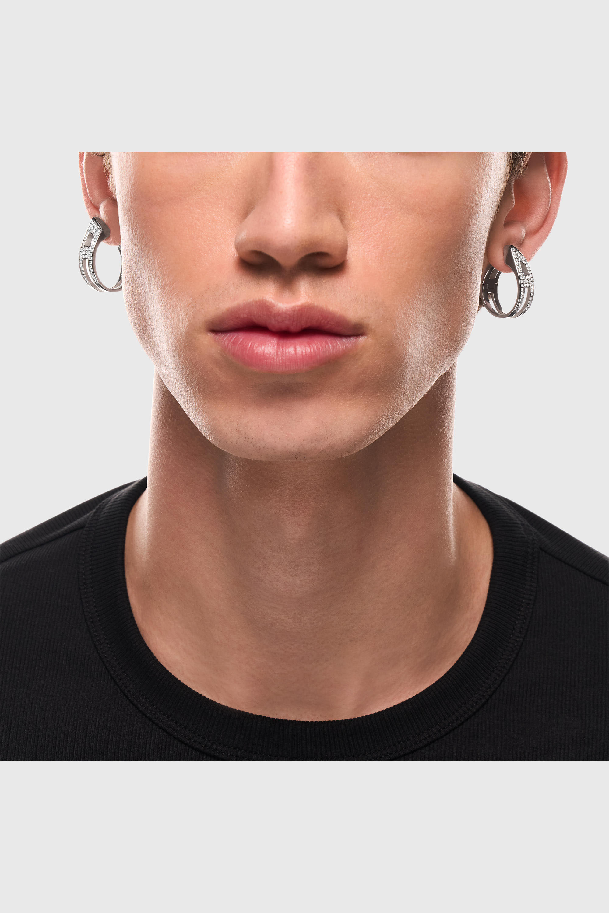 Diesel - DX1739040, Unisex's Stainless steel pave hoop earrings in Silver - 5