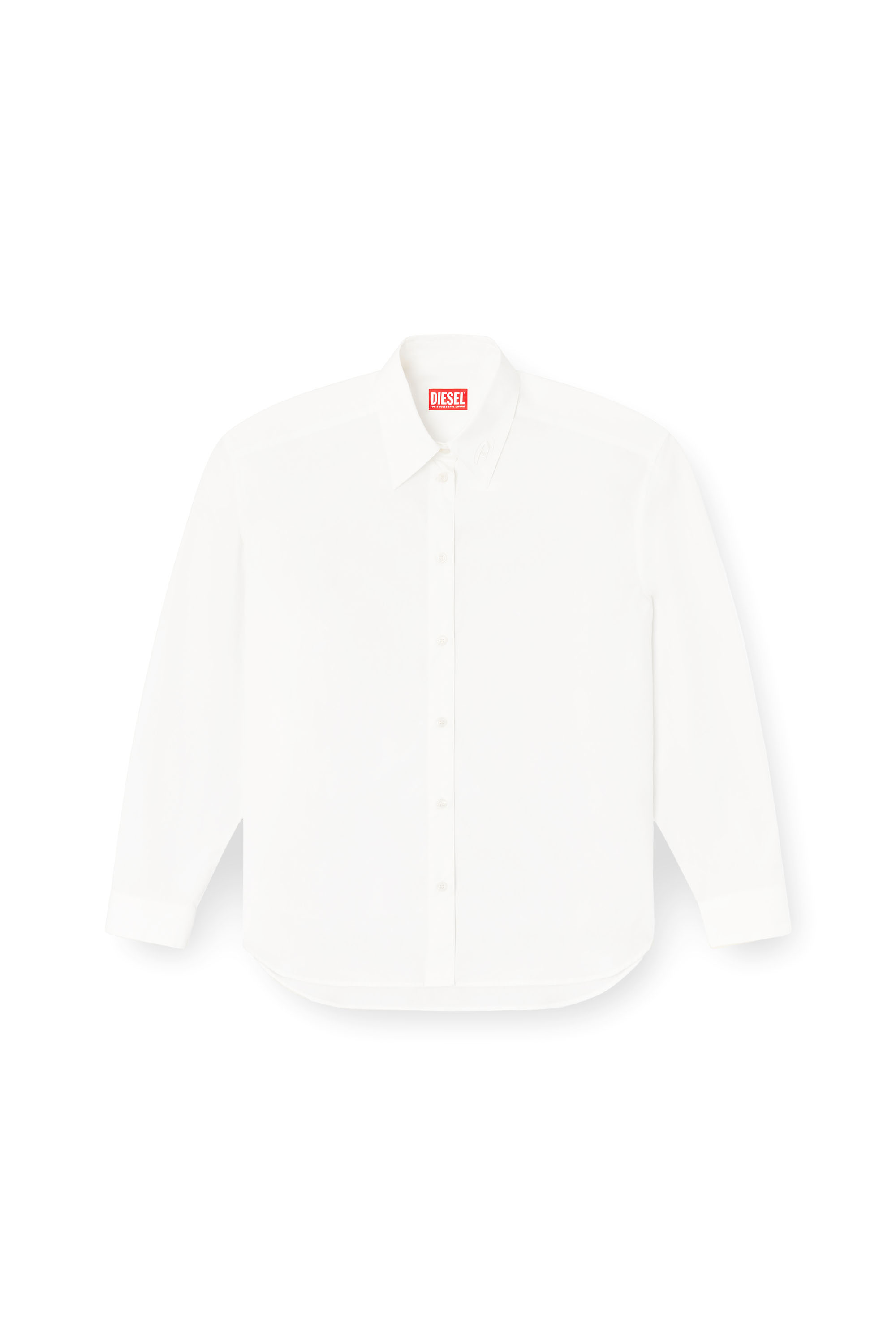 Diesel - S-SIMPLY-C-WN-R1, Woman's Boyfriend shirt with Oval D in White - 2