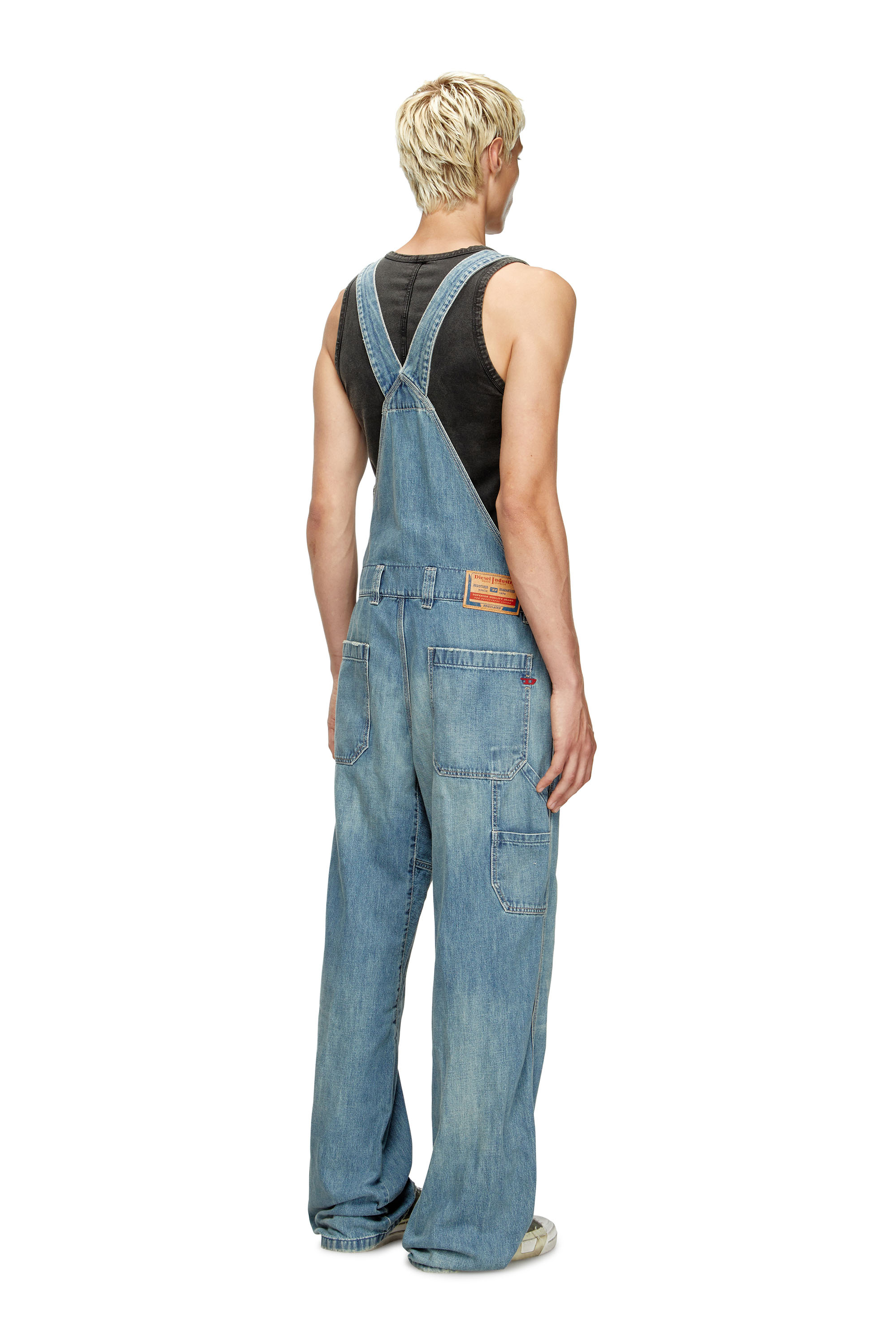 D-FRAMU-U, Light Blue Diesel - D-FRAMU-U, Unisex's Utility-style denim dungarees in Light Blue - 4