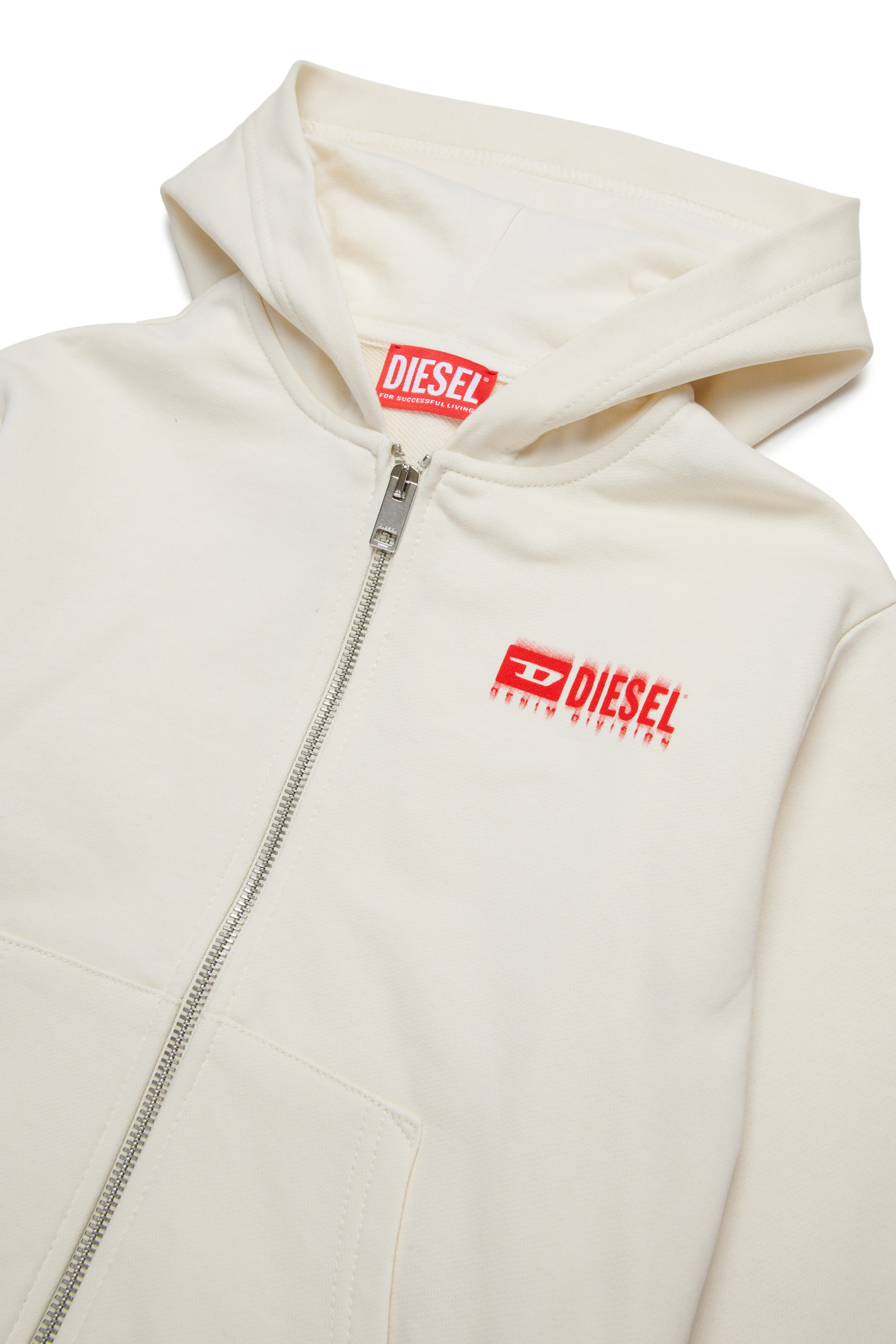 Diesel - SVOUGZIP OVER, Man's Zip-up hoodie with smudged logo in White - 3