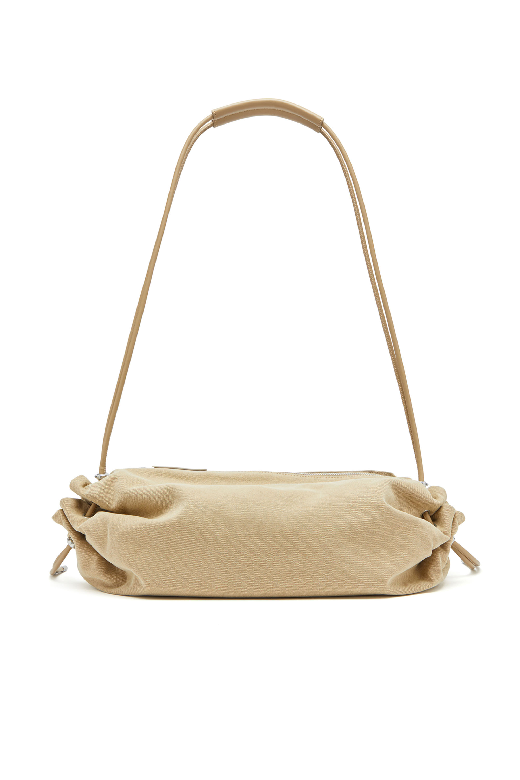 Diesel - SCRUNCH-D CROSSBODY L, Woman's Scrunch-D L-Scrunched duffle bag in treated canvas in Beige - 2