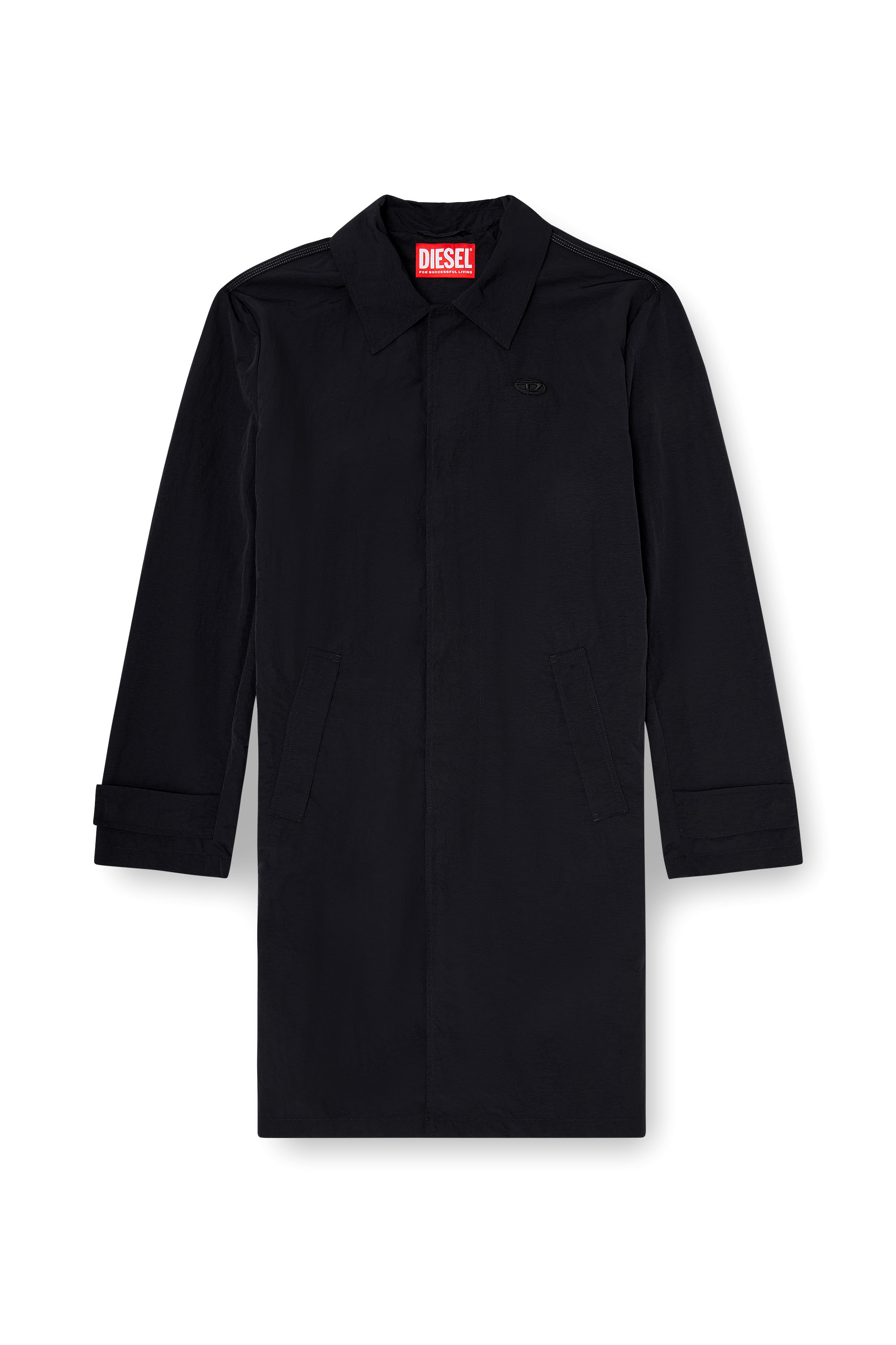 Diesel - J-BURHAT, Man's Nylon coat with shiny crinkle finish in Black - 2