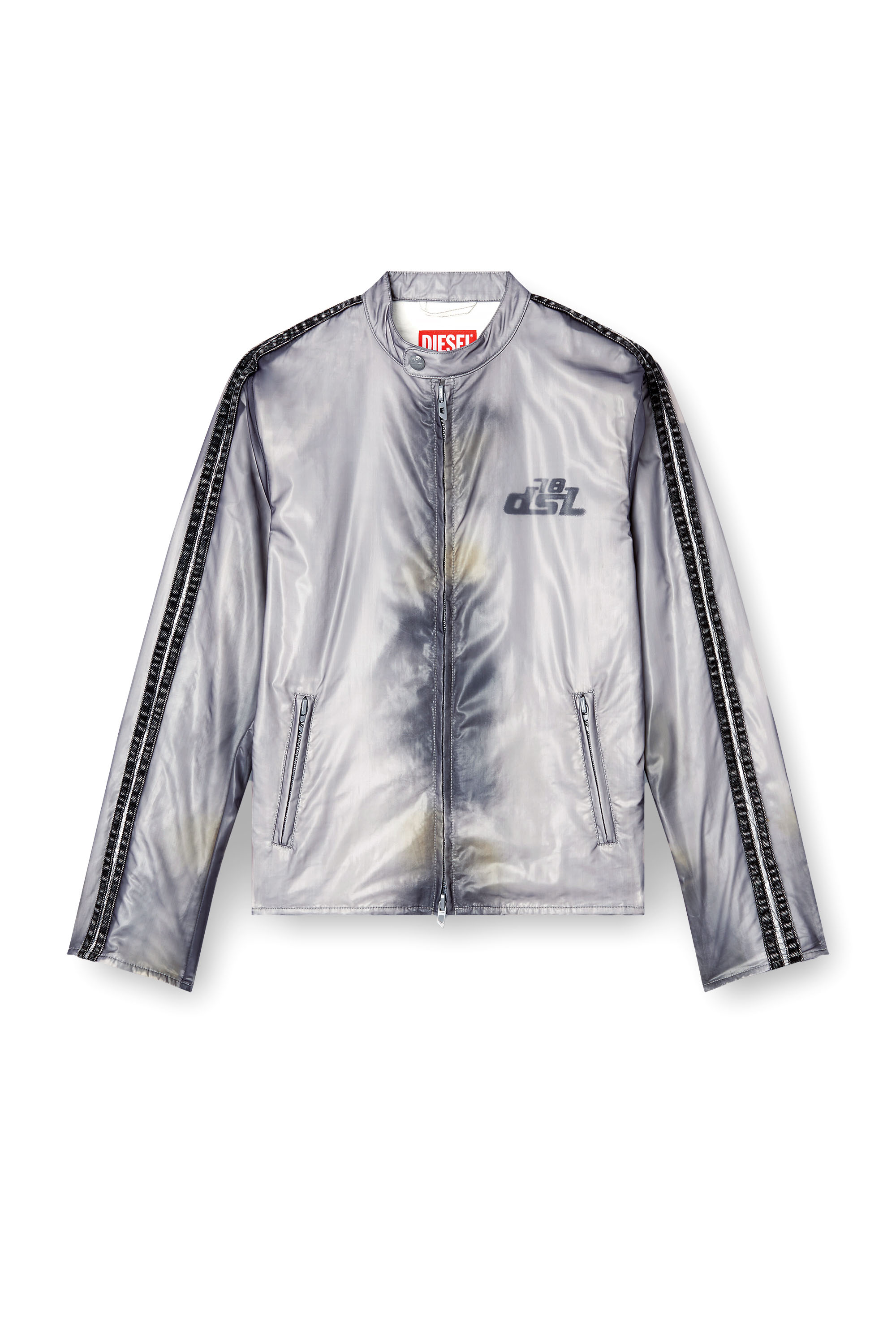 Diesel - J-POP, Man's Biker jacket with transparent effect in Grey - 3