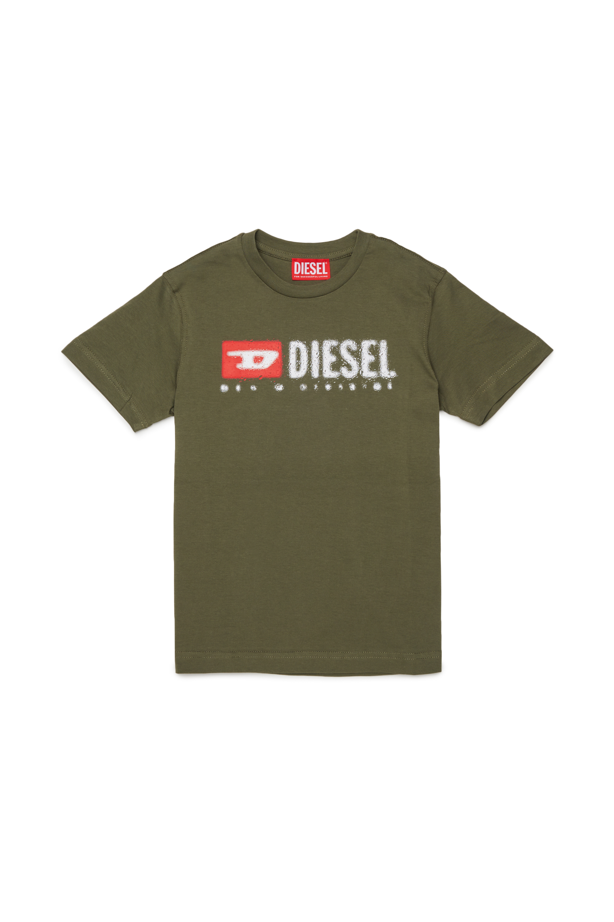 Diesel - TADJUSTK14, Man's Cotton T-shirt with printed logo in Military Green - 1