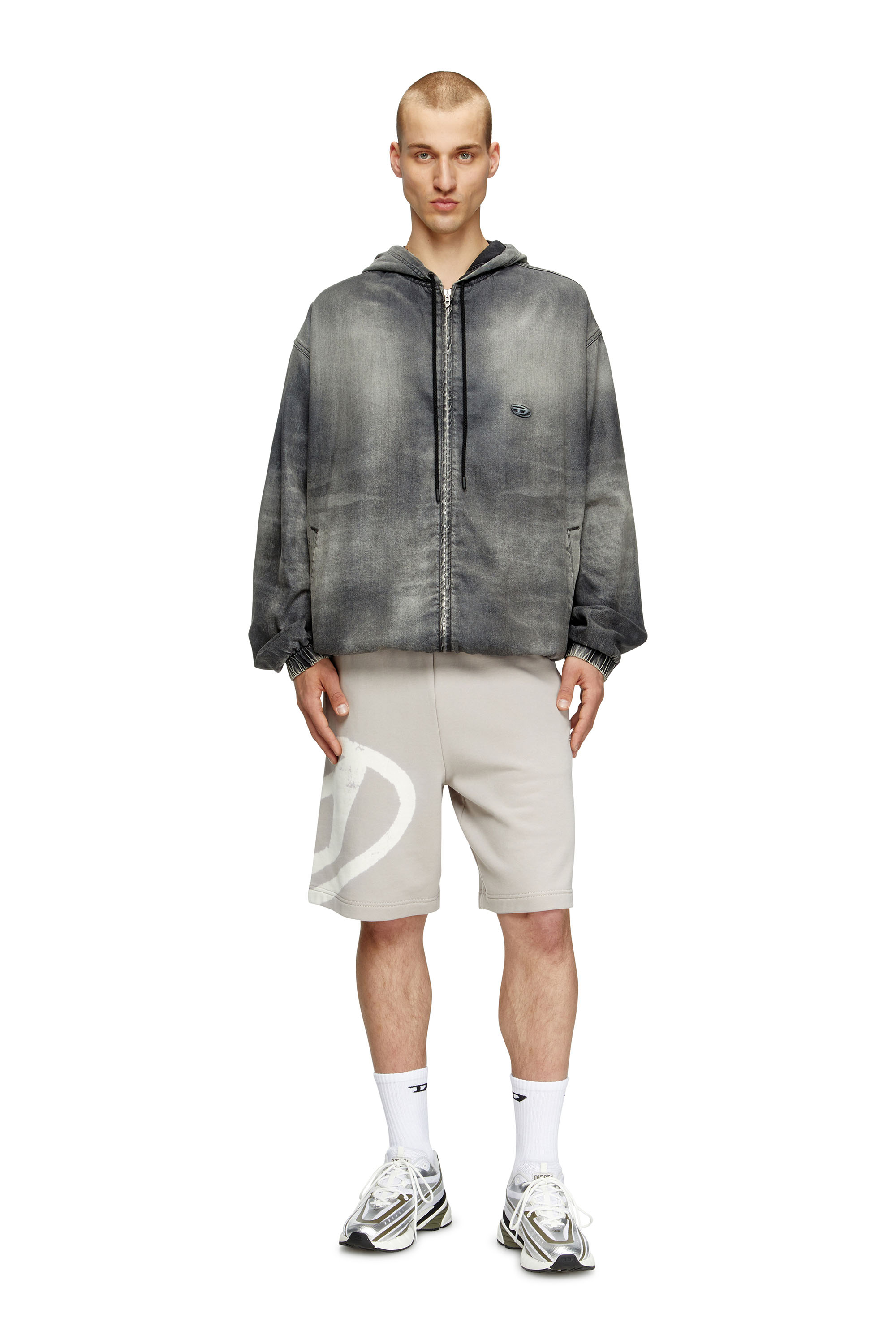 Diesel - P-CROW-BLEACH, Man's Sweat shorts with bleached logo in Grey/White - 2
