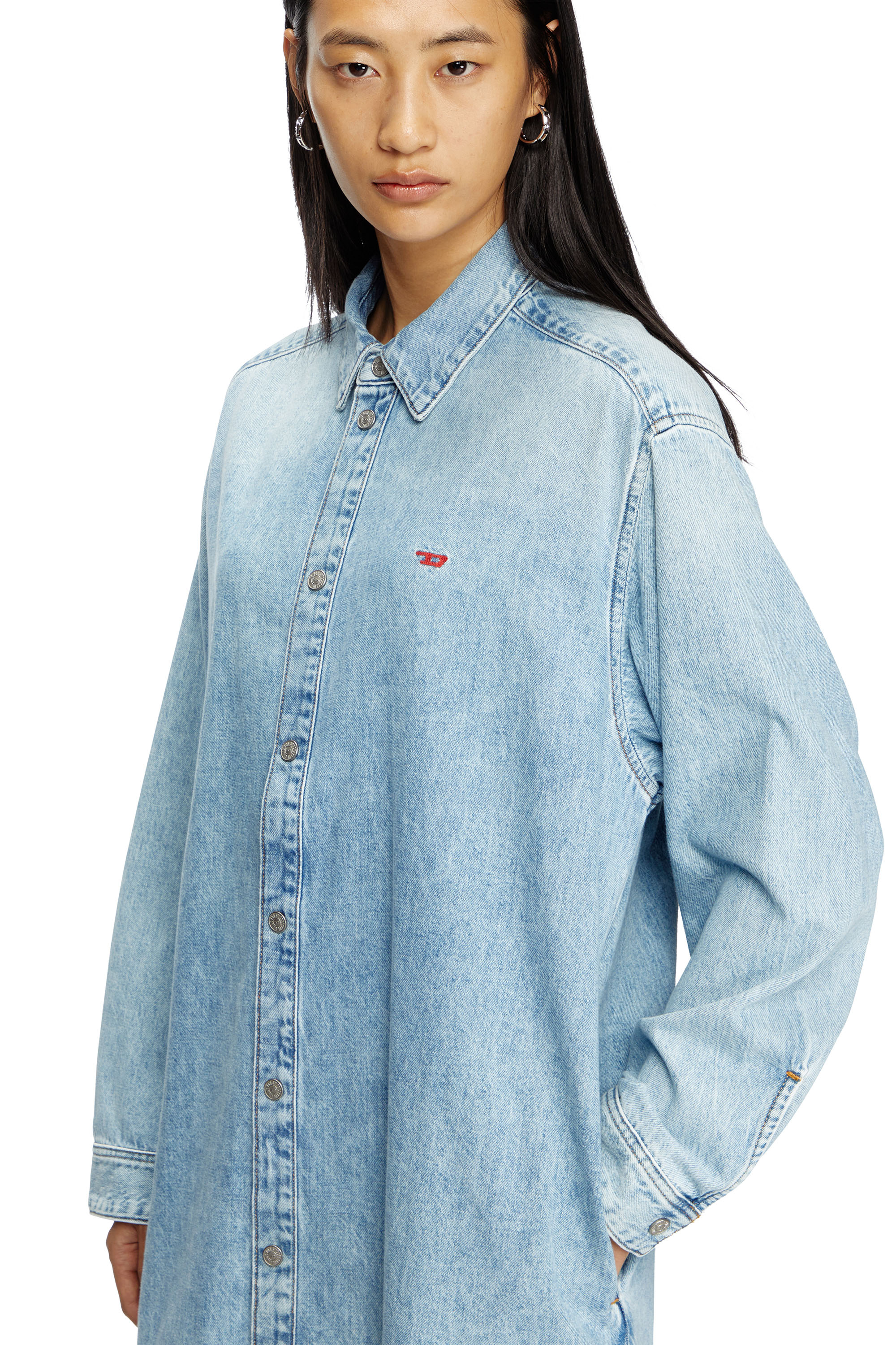 Diesel - DE-DALIS, Woman's Shirt dress in denim in Light Blue - 5