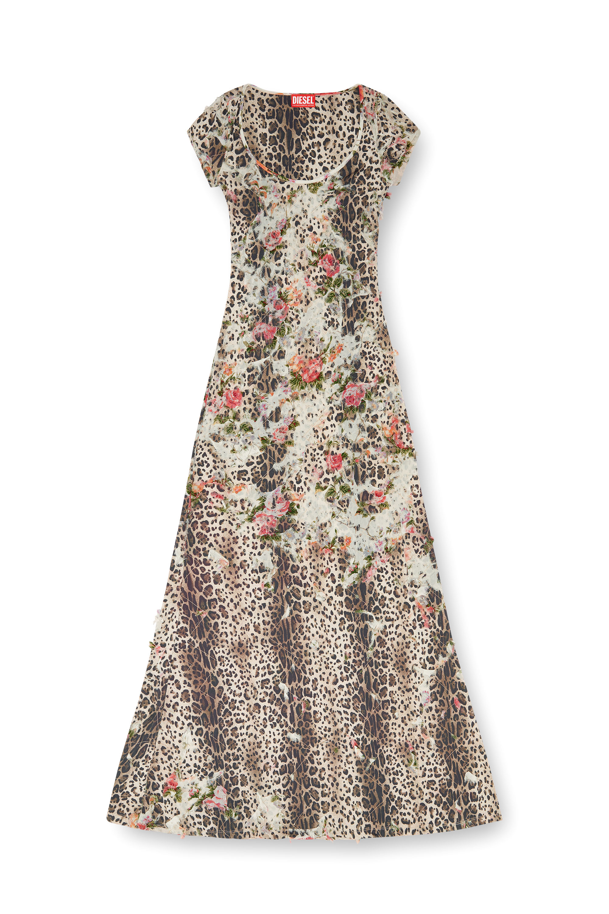 Diesel - D-FLORETTA, Woman's Floral and leopard-print burnout dress in Multicolor/White - 3