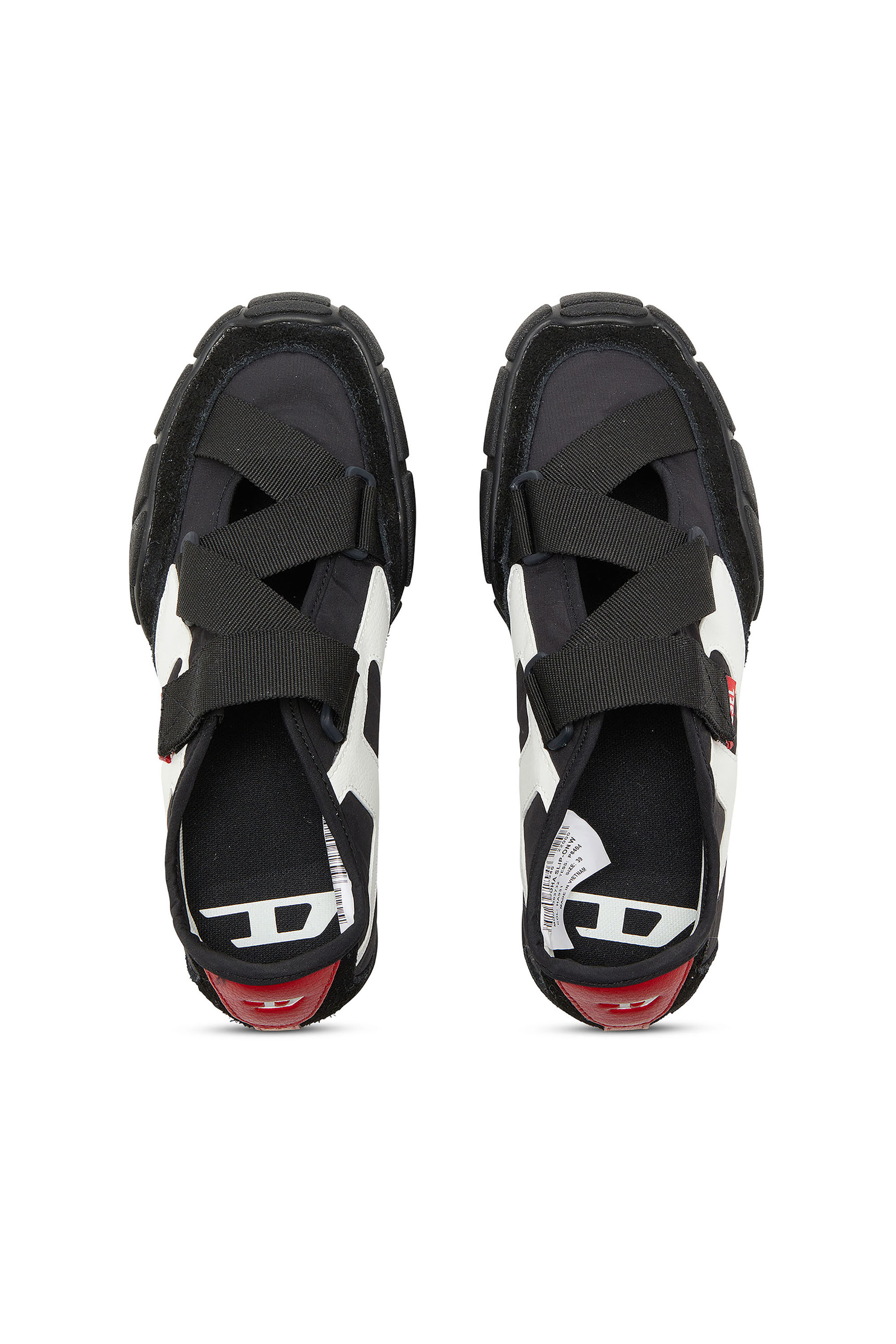 Diesel - S-PAGODHA SLIP-ON W, Woman's S-Pagodha-Tongue-free strap sneakers in ripstop in Black/White - 4