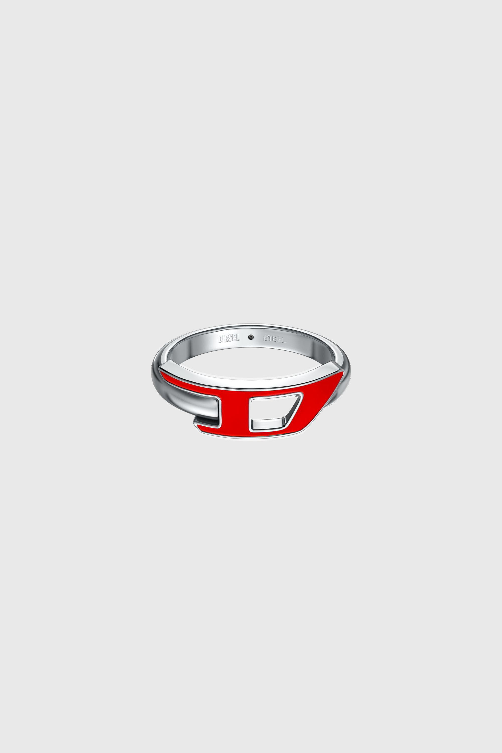 Diesel - DX1688040 JEWELLERY, Unisex's Stainless steel band ring in Silver/Red - 4