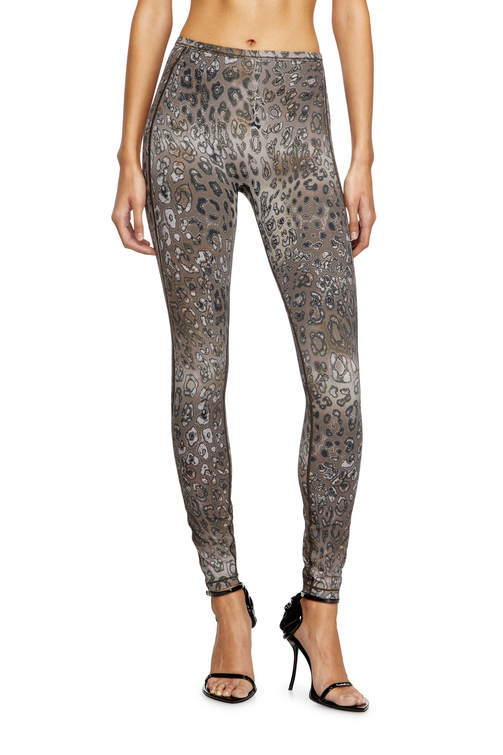 Diesel - MEREDITH-UTLT, Woman's Leopard print nylon leggings in Brown/Beige - 5
