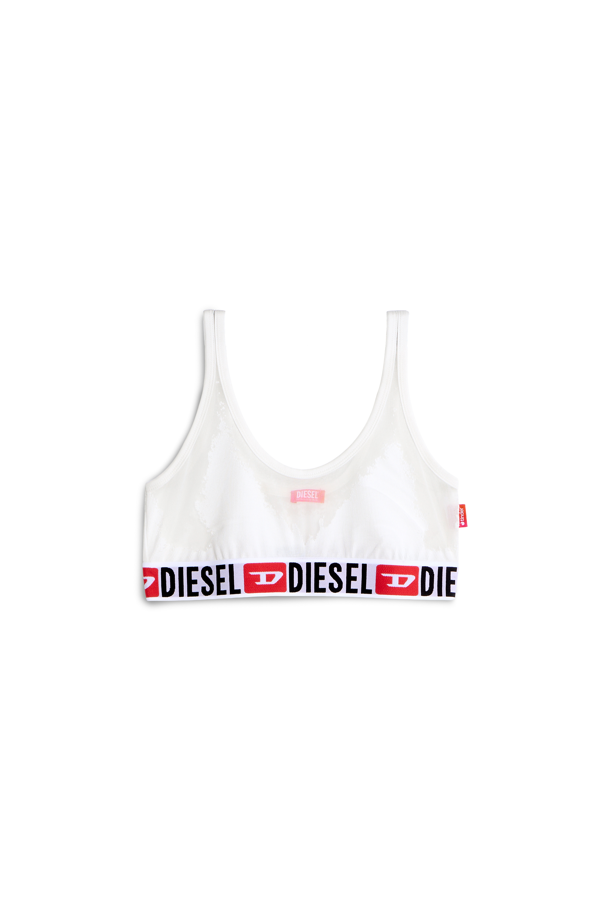 Diesel - PR-ORIBA-D-CORE, Woman's Bralette with sheer devor&eacute; effect in White - 1