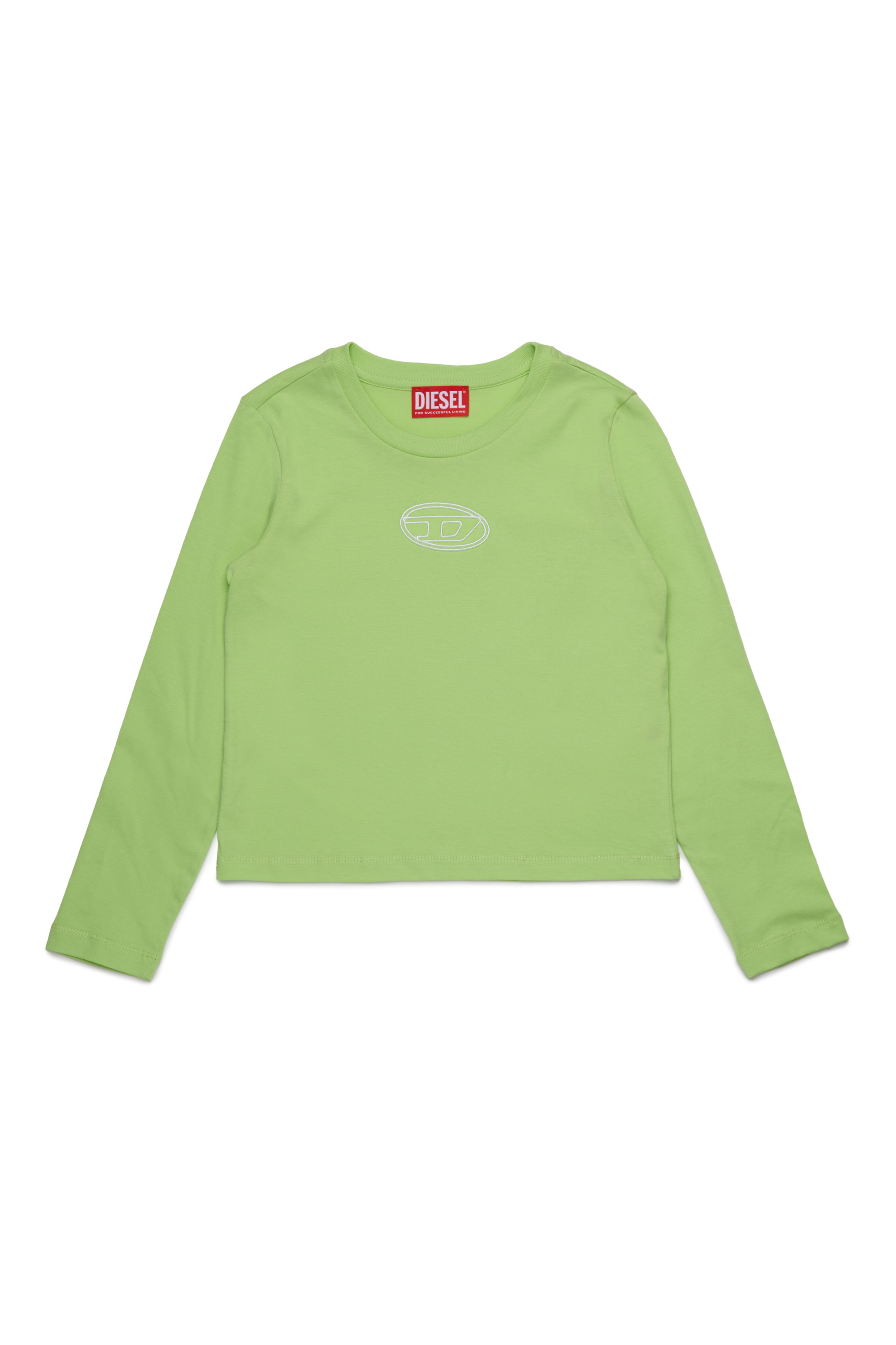 Diesel - TIVALSYLS, Woman's Cotton t-shirt with embroidered logo in Green - 1