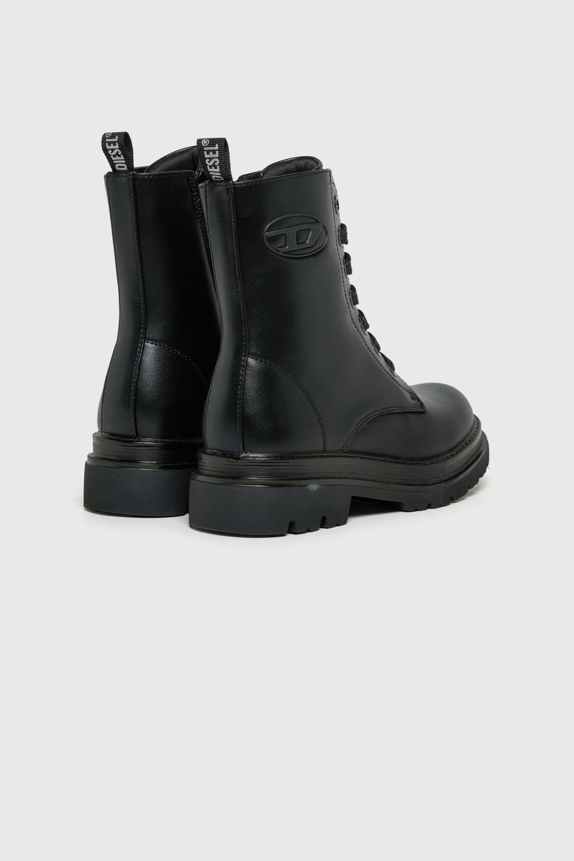 Diesel - D-ANFISTR-PU, Unisex's D-Anfistr- Combat boots with embossed Oval D logo in Black - 3
