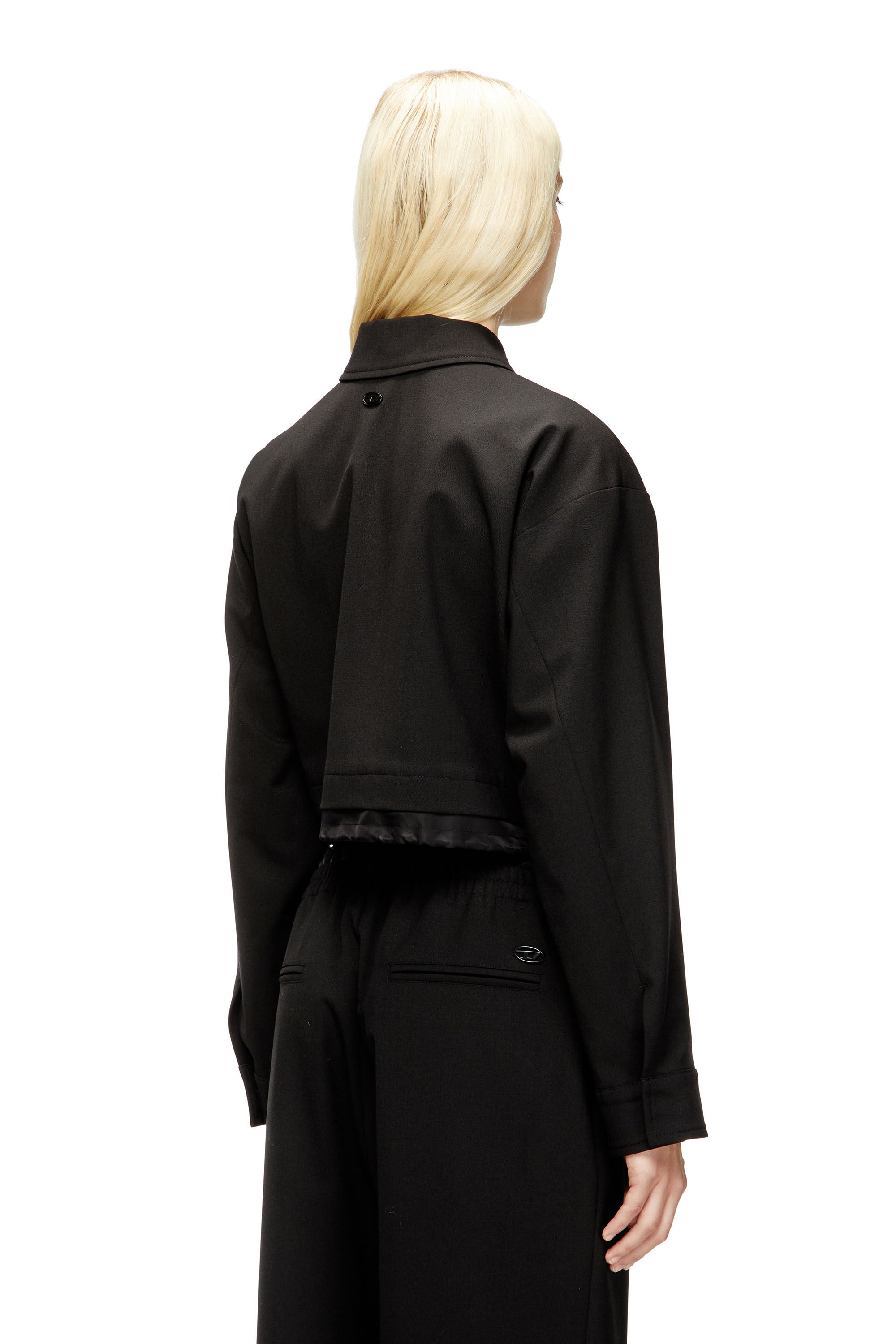Diesel - J-TING-FEM-R2, Woman's Cropped jacket in tailoring fabric and nylon in Black - 4