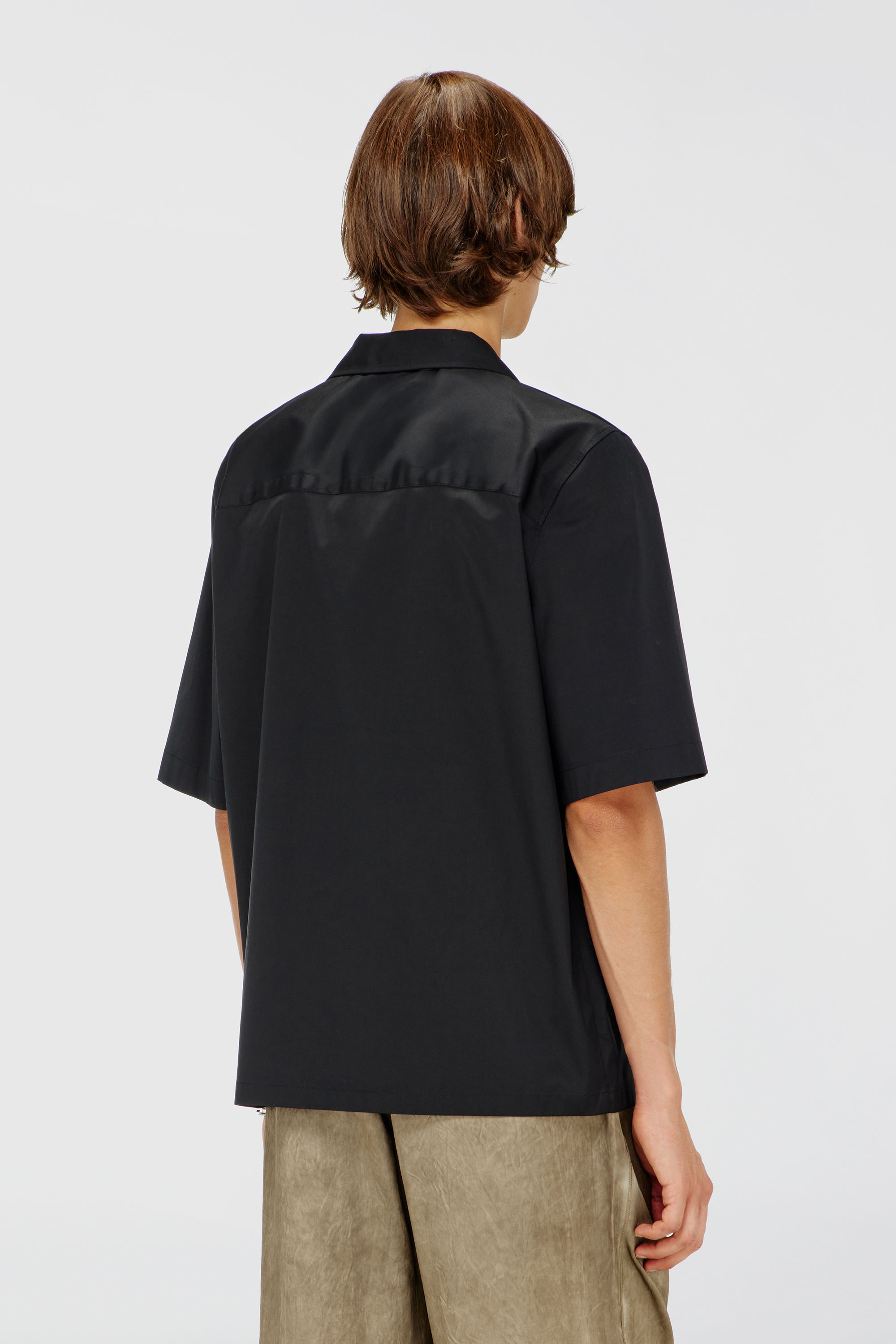 Diesel - S-MAC-GSBH, Man's Stretch poplin shirt with Oval D embroidery in Black - 4