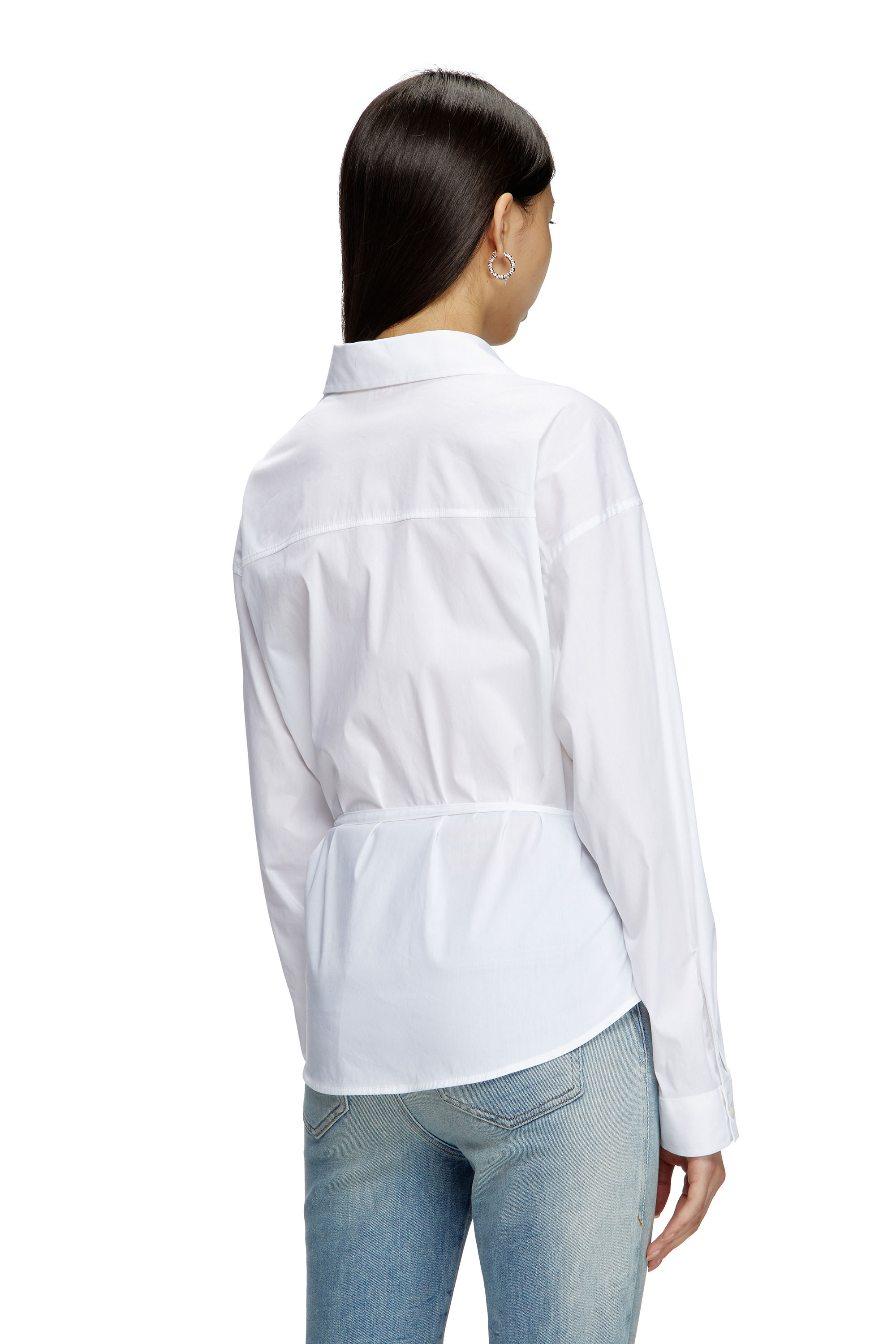 Diesel - C-DELPHI, Woman's Wrap shirt with logo charm in White - 4