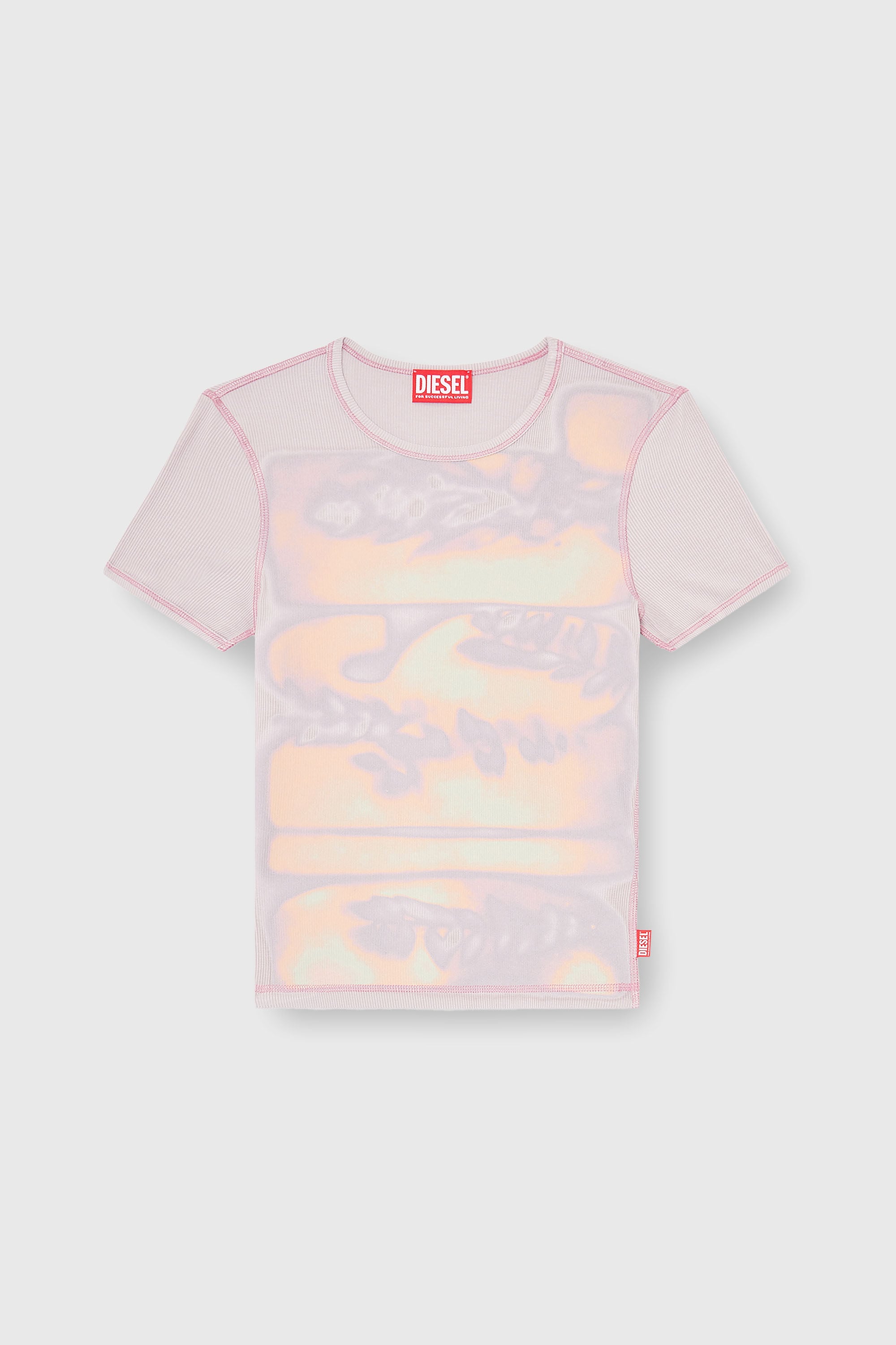 Diesel - T-ELE-LONG-AA1, Woman's Slim jersey top with graphic print in Lilac - 2