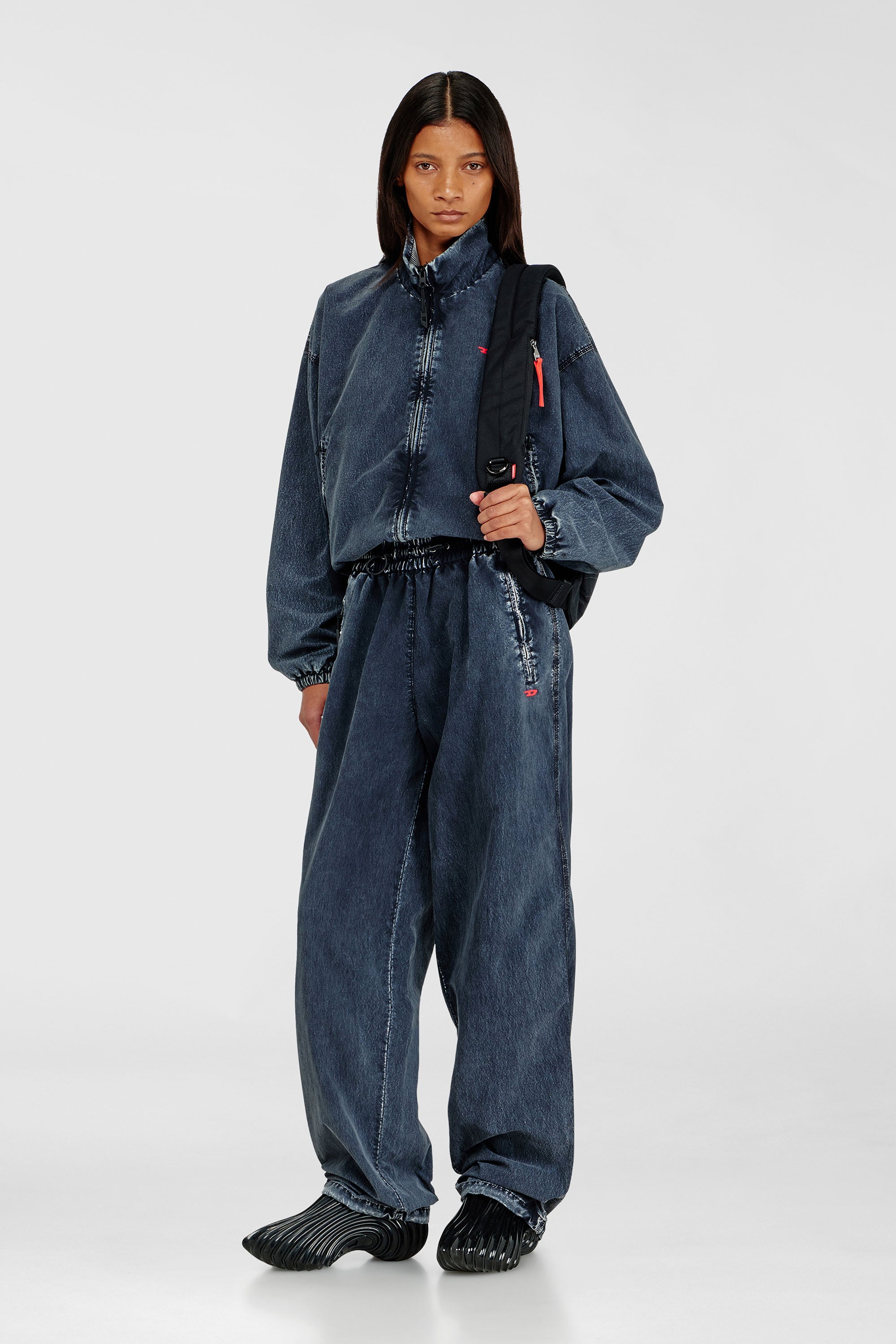 Acid-wash track pants in nylon Taslan