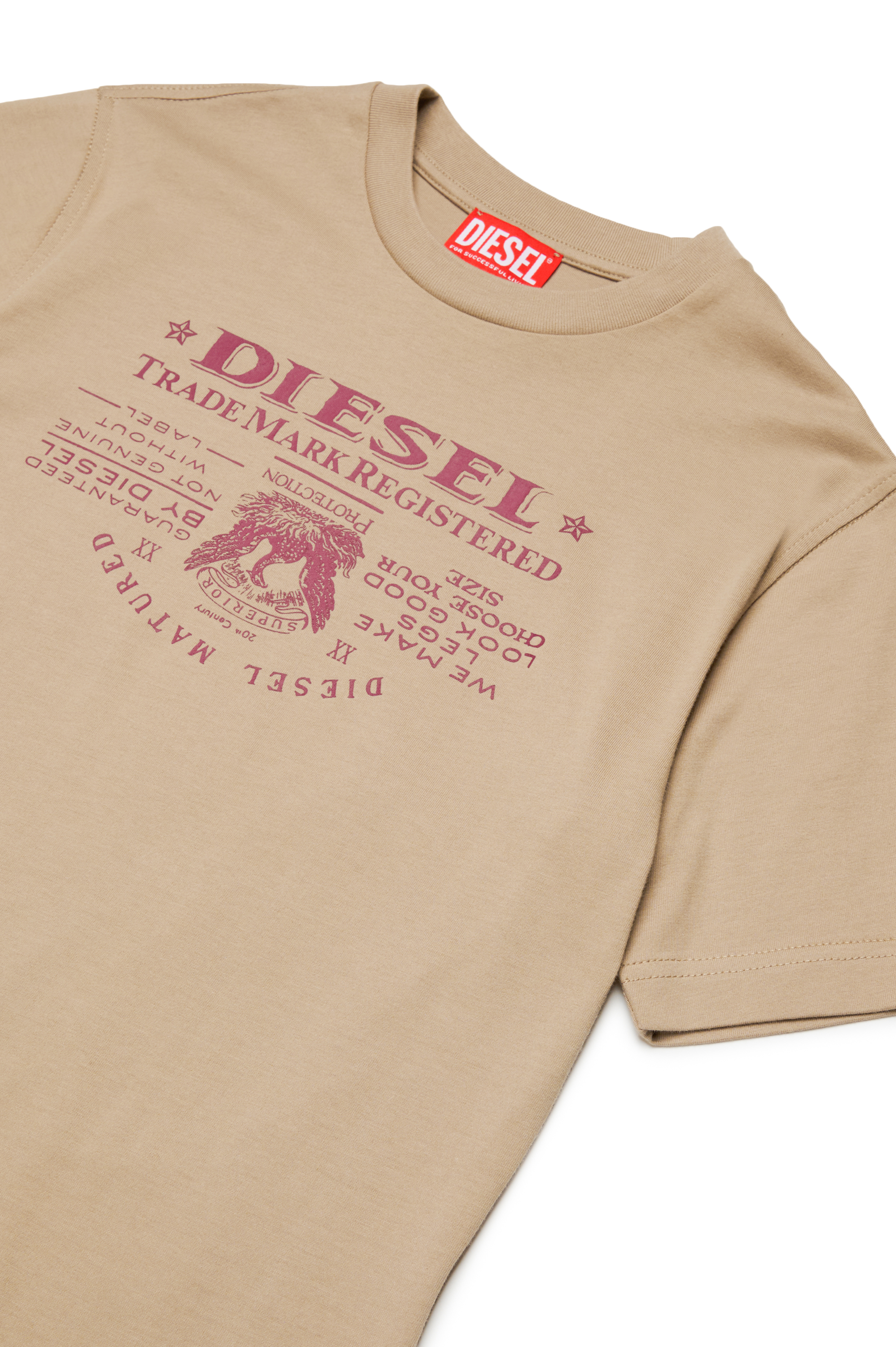 Diesel - TJUSTL4 OVER, Man's T-shirt with Jacron Patch print in Light Brown - 3