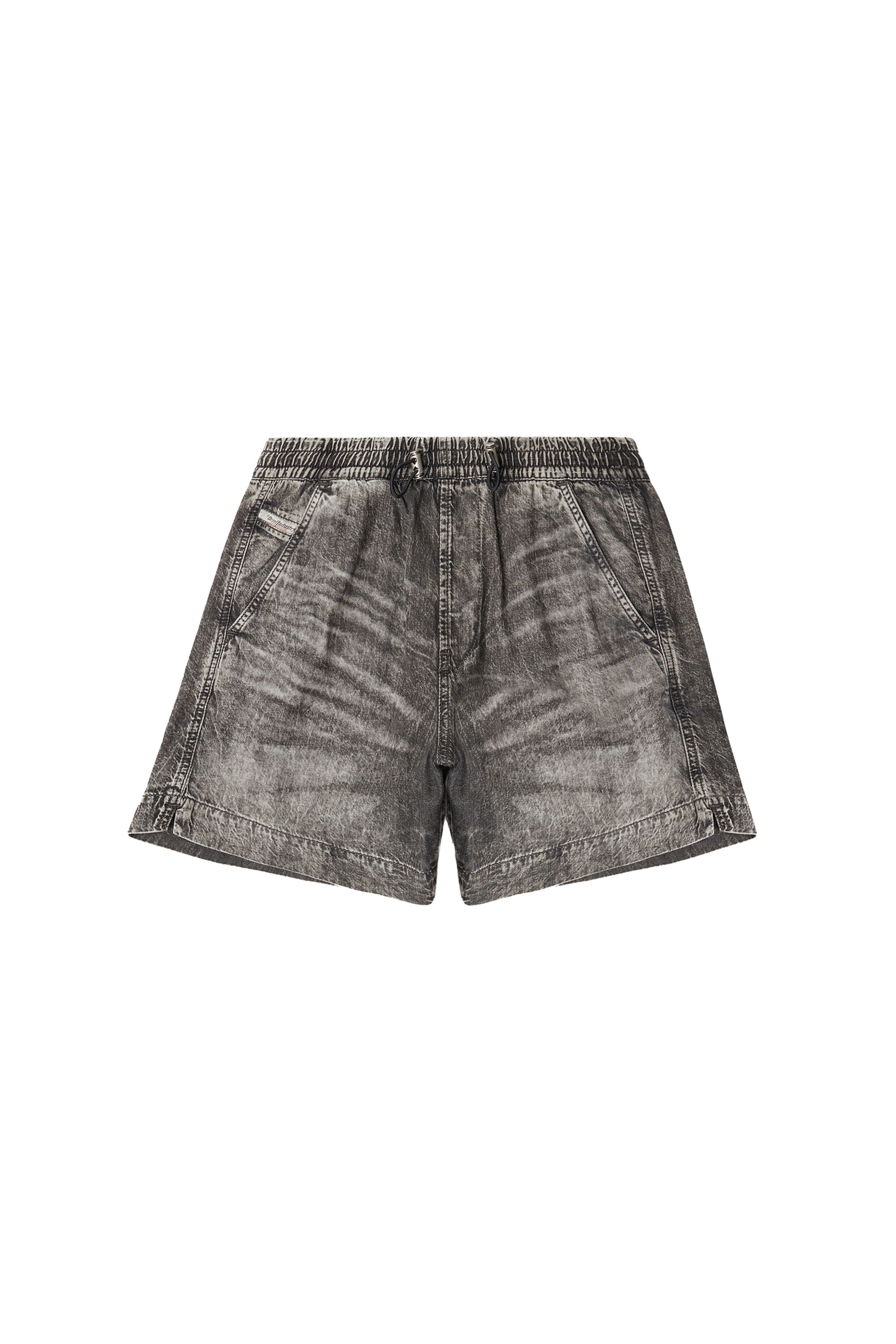 Diesel - D-TENNI-S1, Unisex's Shorts in marbled denim in Black - 4