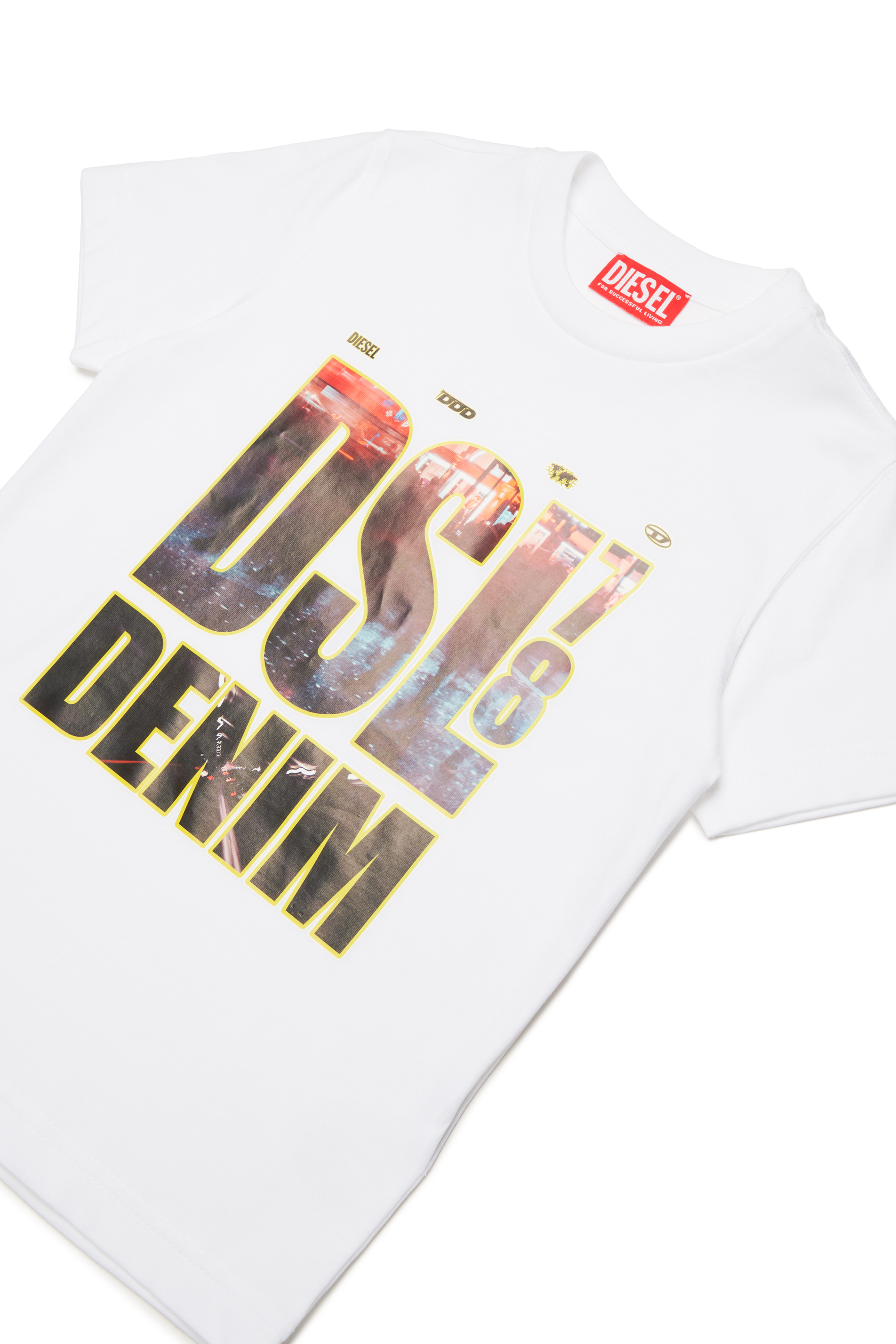 Diesel - TDIEGORL7, Man's T-shirt with photo Diesel Denim 78 print in White - 3