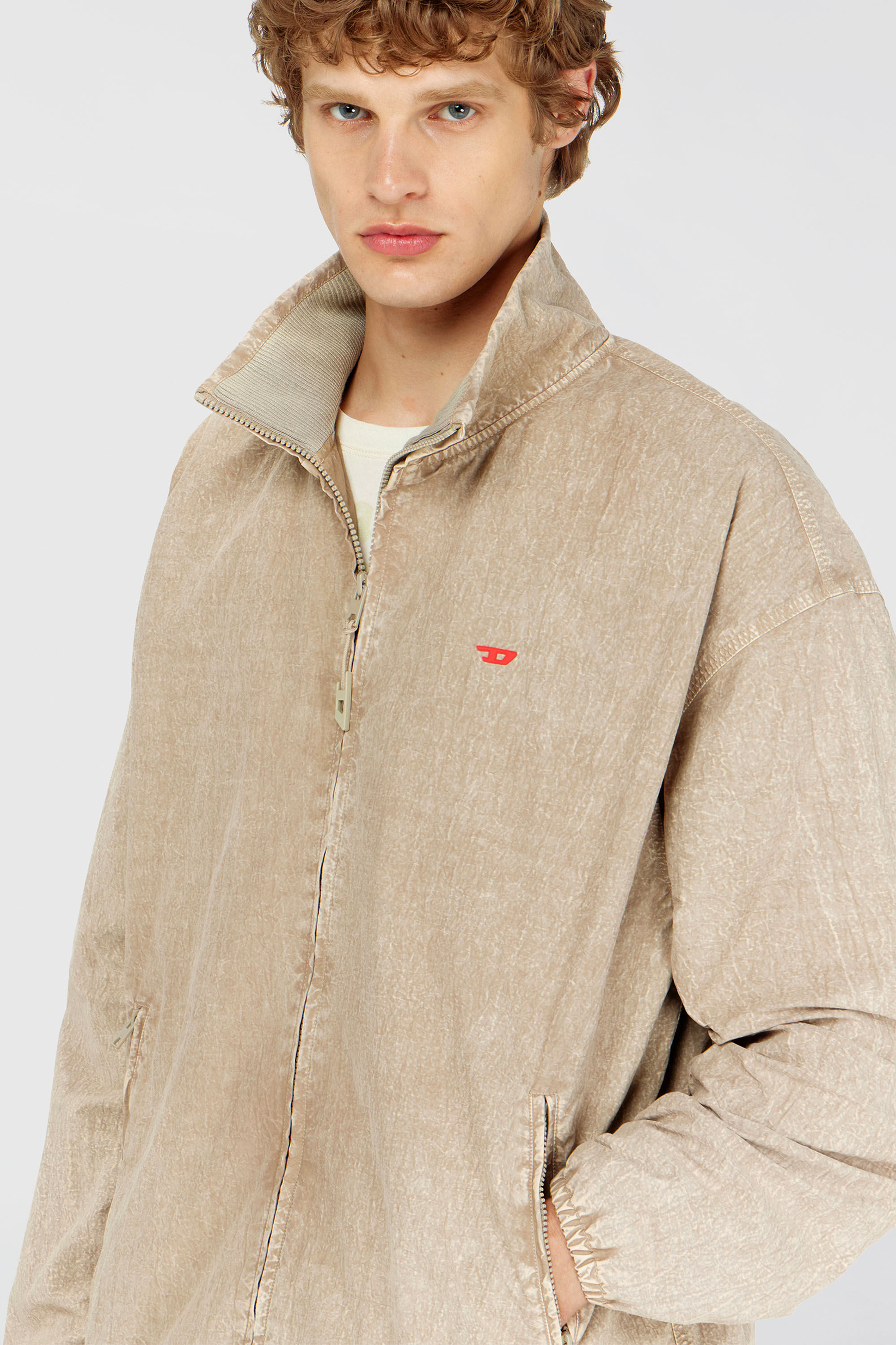 Diesel - J-CORSE-PLBH, Man's Treated taslan jacket with treated finish in Beige - 5