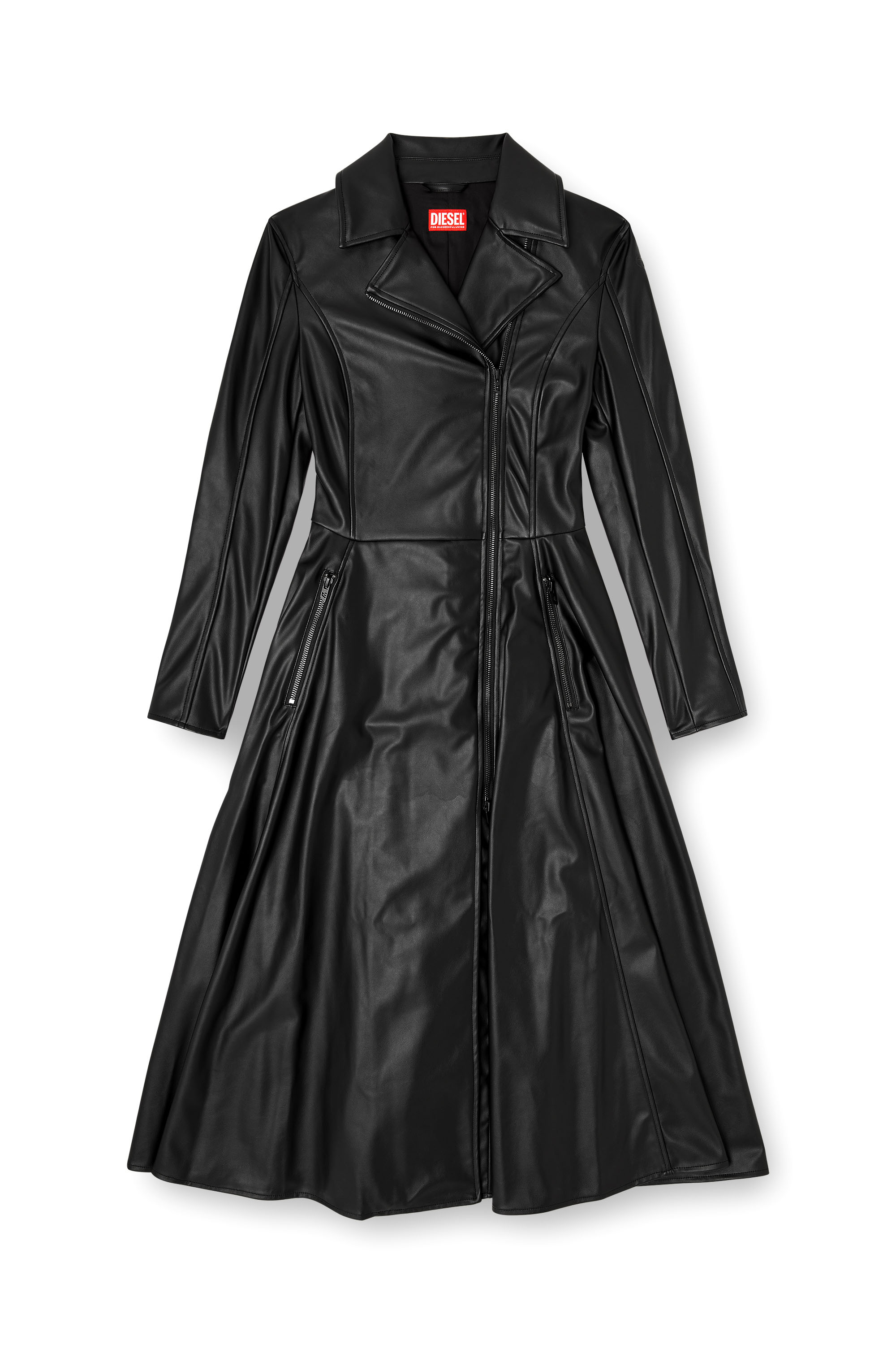 Diesel - D-RAGON, Woman's Midi coat dress with biker details in null - 1